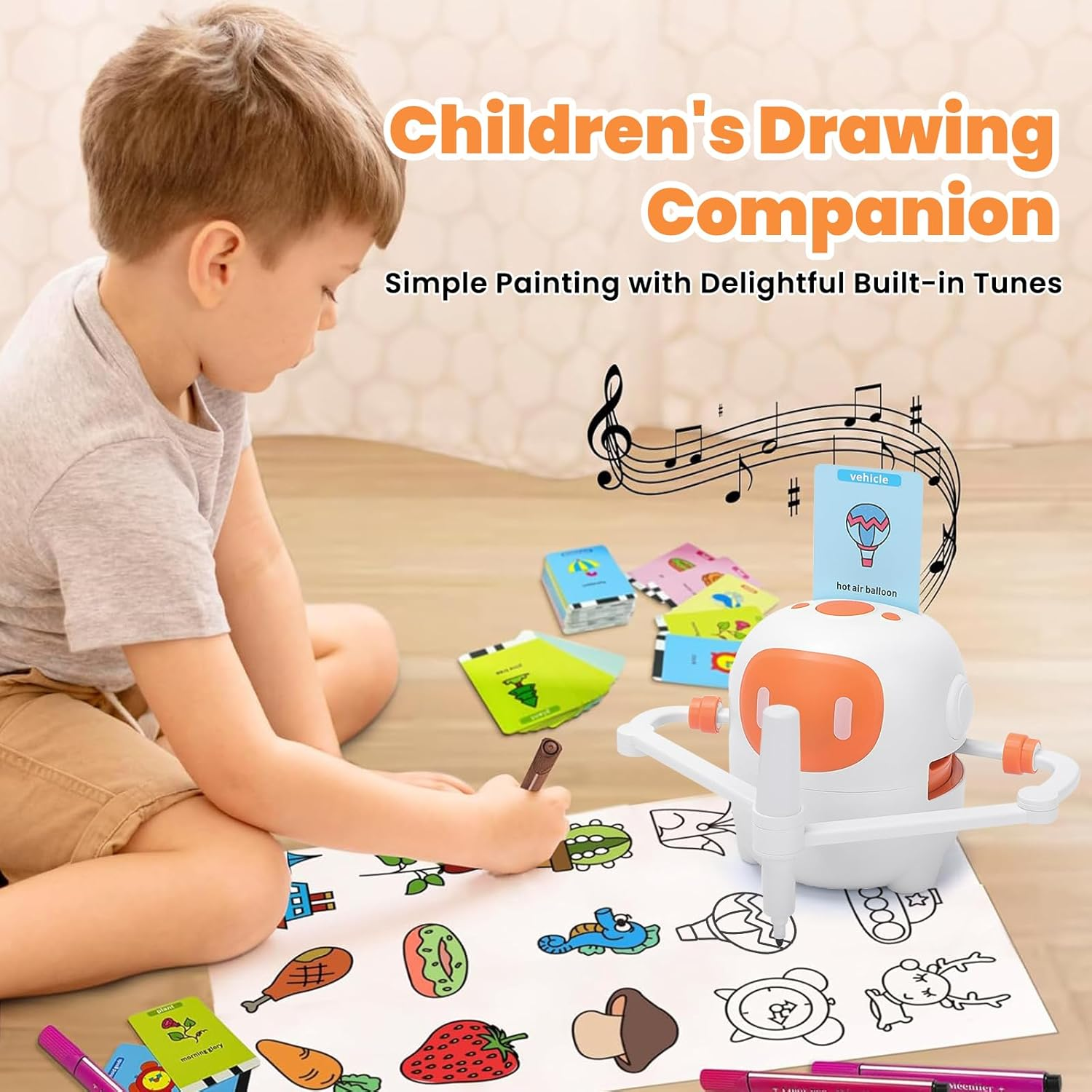 Drawing Robot for Kids with 100 Cards, Voice Interactive Educational Drawing Machine, Montessori Painting Learning Toys for 3 4 5 6 7 8 Year Old Boys Girls Birthday Party image number 3