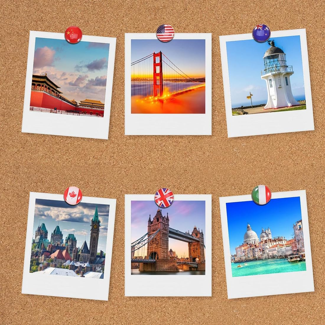 200Pcs National Flags Pins Thumbtacks, Creative Country Flag Map Push Pins with Storage Box, Decorative Drawing Pins Travel Map Thumb Tacks for Bulletin Board Pinboard Office School image number 4