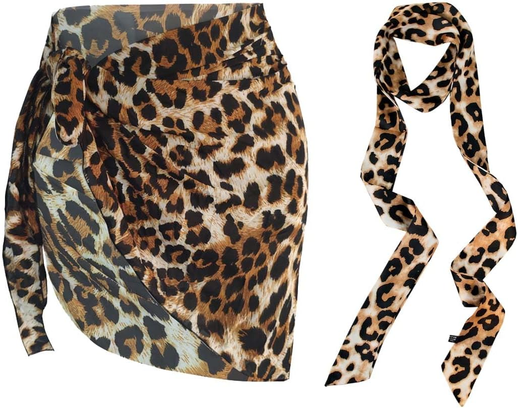 Women Beach Cover up Wrap and Sash Belt Set, Summer Beach Skirt Swimsuit Beachwear Sarong Bikini Wrap Wrap02