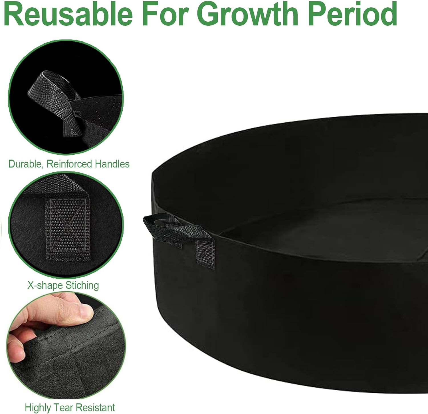 Fabric Raised Garden Bed, 2-Pack 50 Gallon Large Grow Bags, Durable Breathe Garden Raised Planting Bed with Handles, round Planter Bags Container for Growing Vegetables Outdoor image number 2