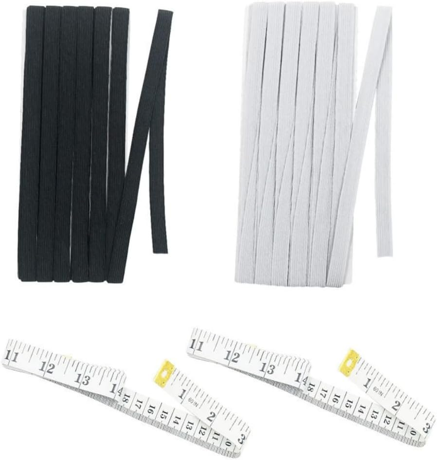 2 Pack Knit Elastic Spool, 1/2 Inch 22 Yards Elastic Band with 2 Soft Tape Measure for Sewing Craft Craft DIY Projects (11 Yard White,11 Yard Black) image number 6