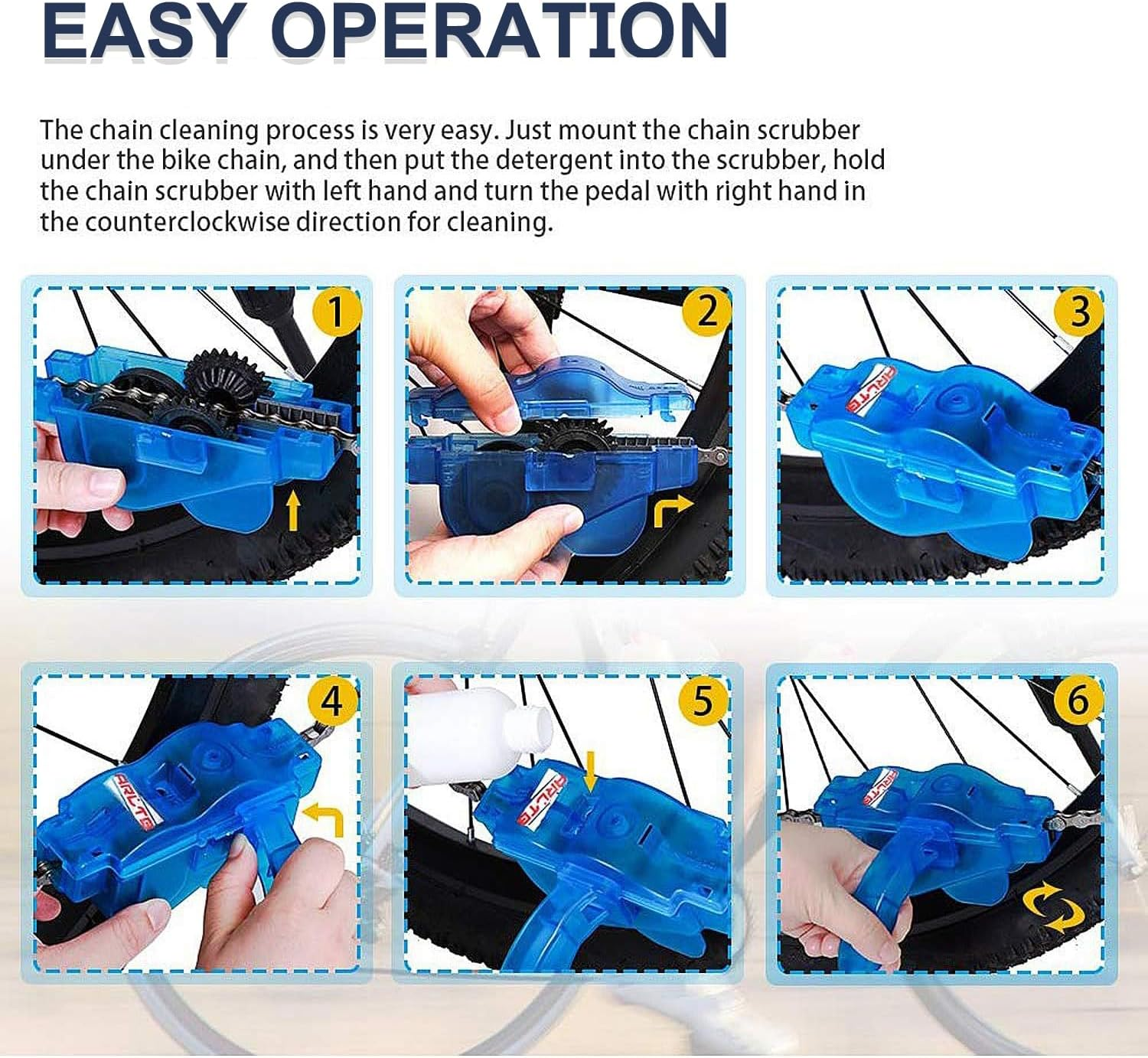 5 Pcs Bike Chain Cleaner Ki,Cleaning Kit Cycling Including Chain Cleaner, Brush Tool for Mountain Bike, Road Bike image number 5