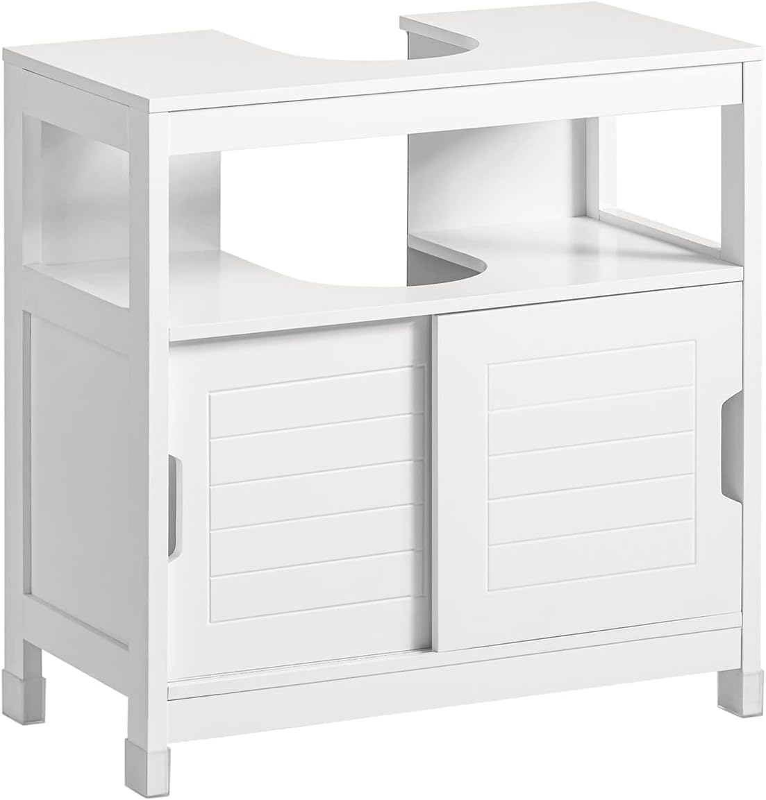 Sobuy under Sink Bathroom Cabinet with Storage Shelves and Double Doors, Freestanding Vanity Unit for Compact Bathrooms and Laundry Room, Organizer Furniture White FRG128-II-W image number 4