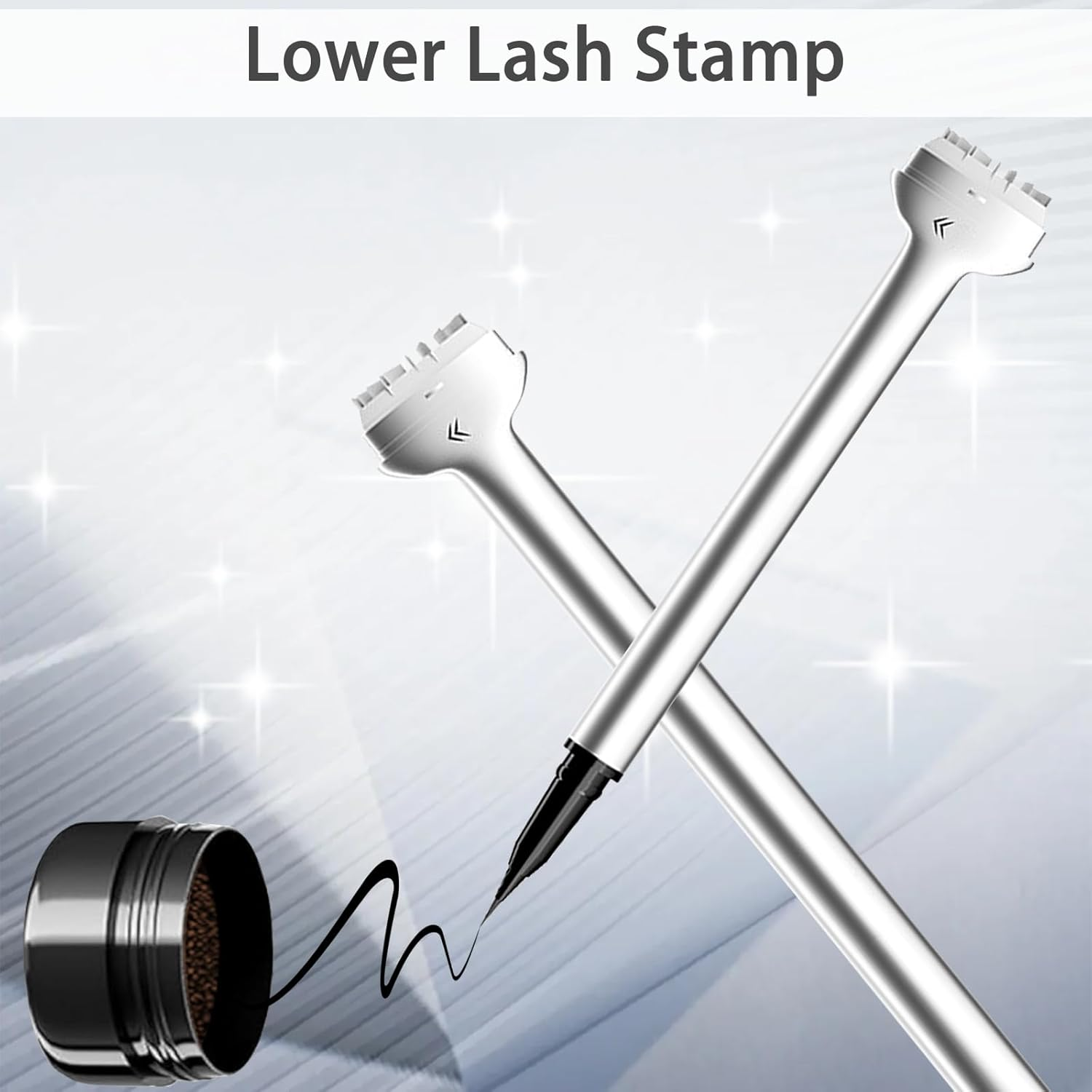 WALULAN 2-In-1 Waterproof Sweatproof Eyeliner,Lower Lash Stamp, Silicone Eyelash Stamp, Lower Eye Makeup Tool - 01 image number 2