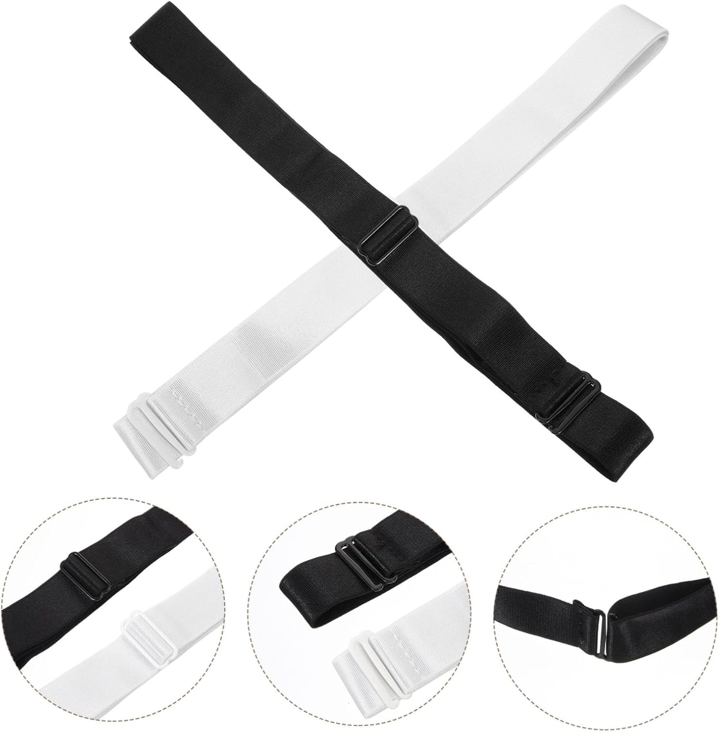 COHEALI 2Pcs Adjustable Elastic Tuck Bands for Cropping Shirts, Black and White Shirt Belts for Women, Fashionable Clothing Accessories for Daily Wear and Parties image number 1