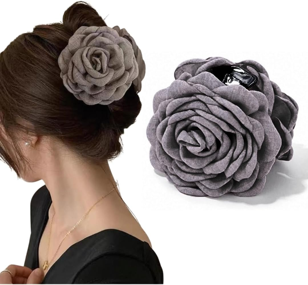 Rose Hair Clip (Grey) image number 4