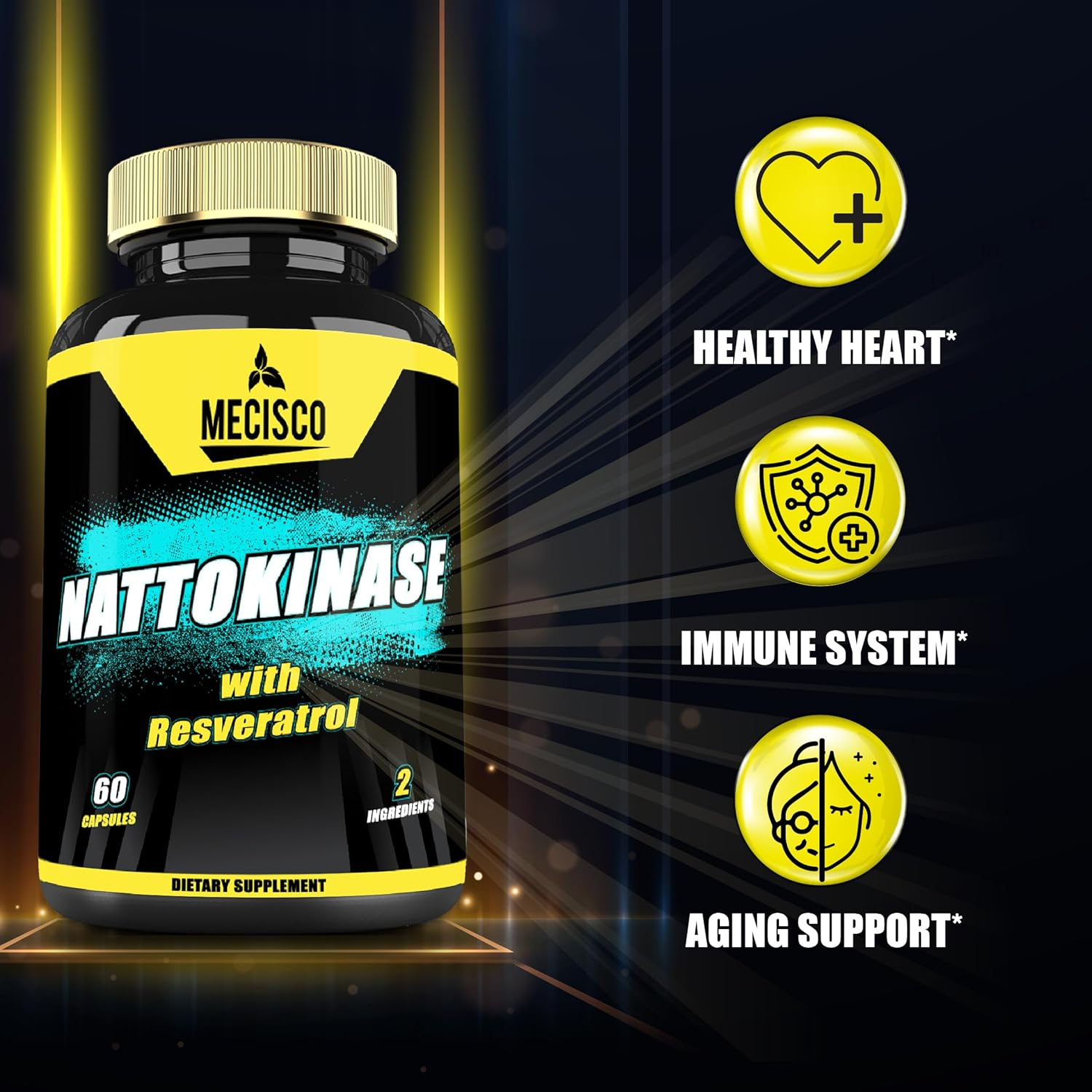 Nattokinase Supplement 4000 FU 200Mg with Trans-Resveratrol - 60 Capsules - Non-Gmo, Gluten Free image number 3