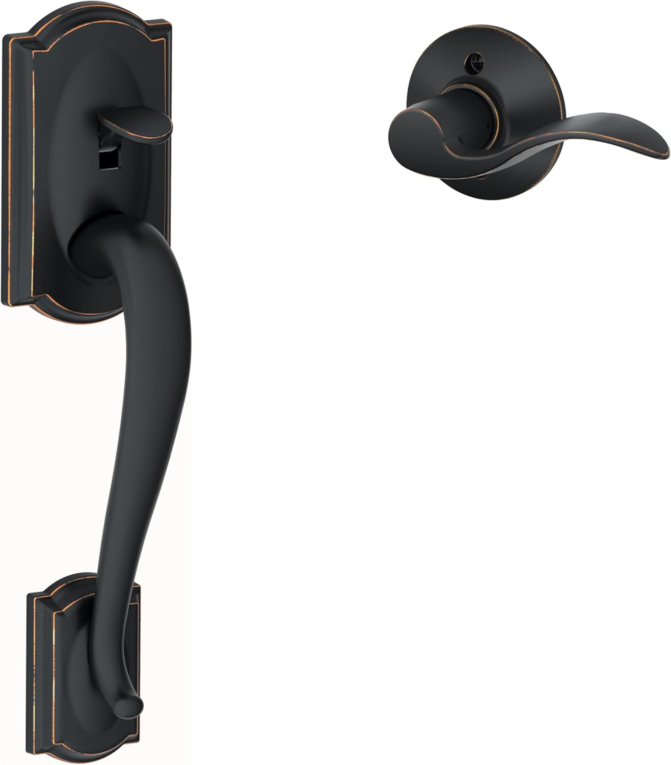 Camelot Front Entry Handle Accent Left-Handed Interior Lever (Aged Bronze) FE285 CAM 716 Acc LH