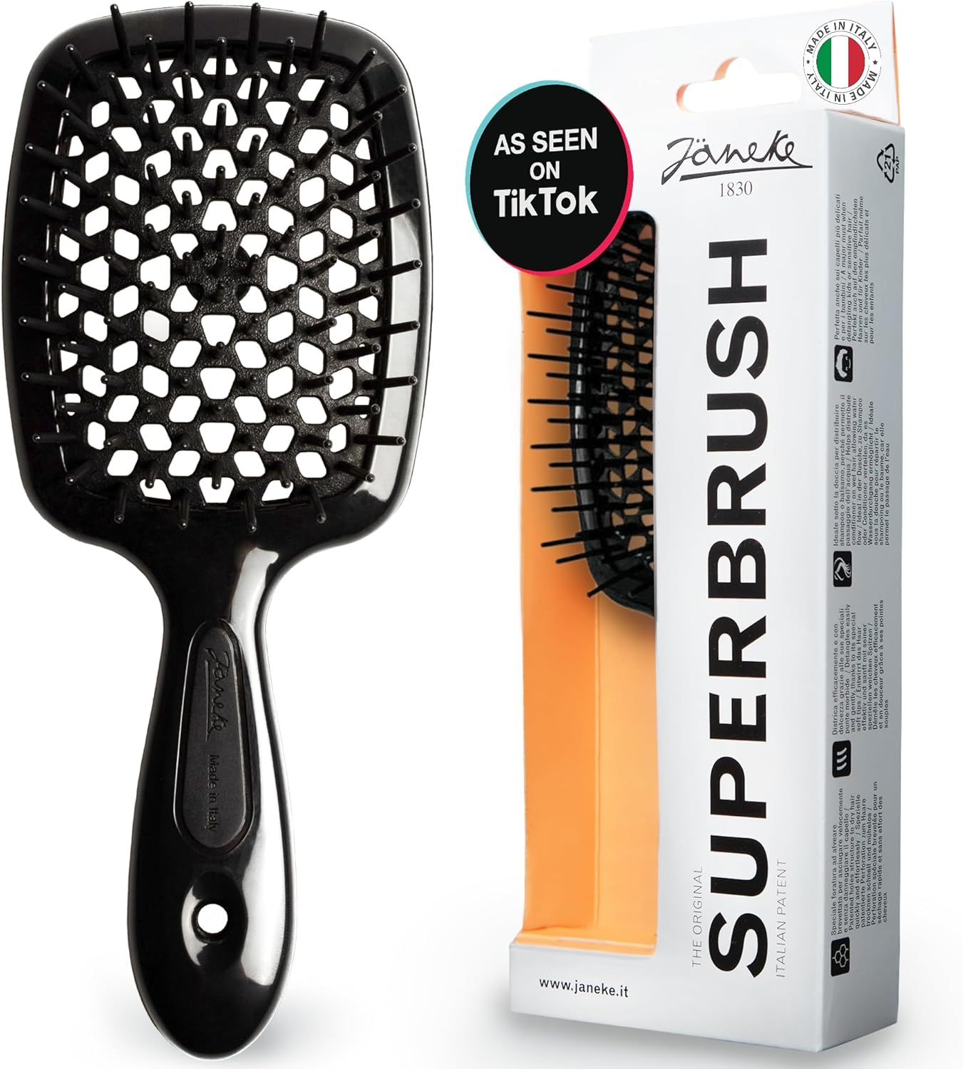 (Pink) - Janeke Superbrush Detangler Brush Anti-Static Hairbrush Easy for Wet or Dry Use Flexible with Nylon Bristle Great for All Hair Types - Long Thick Curly -The Original Italian Patent ( Pink )