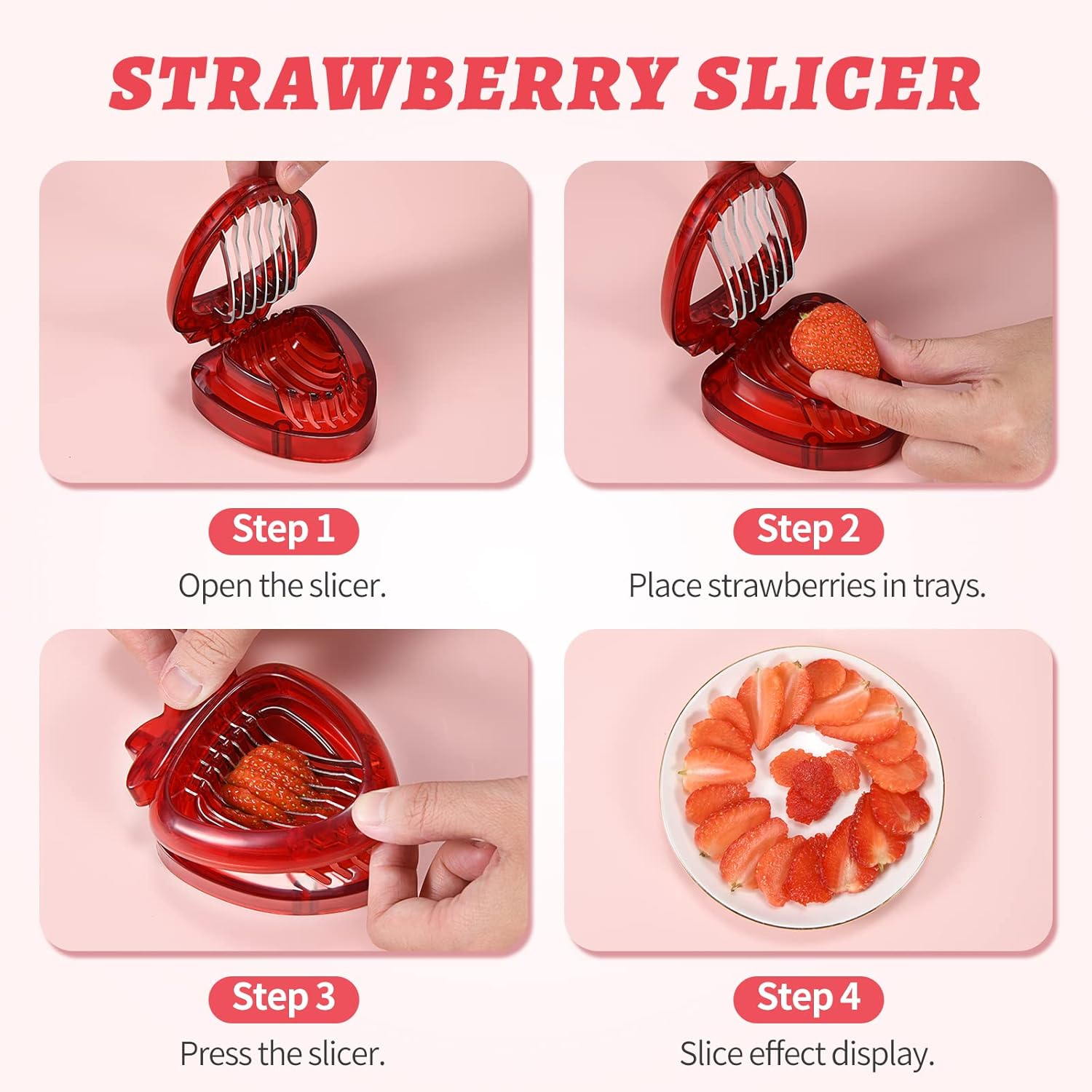 LIFVCNT 2Pack Strawberry Slicer, Fruit Cutter, Strawberry Huller Kit, DIY Platter Fruit Plate Kitchen Gadgets Tool Veggie Slicer for Dessert Cups Decor, Cake Stand Decorations, Homemade Bread Decor image number 2
