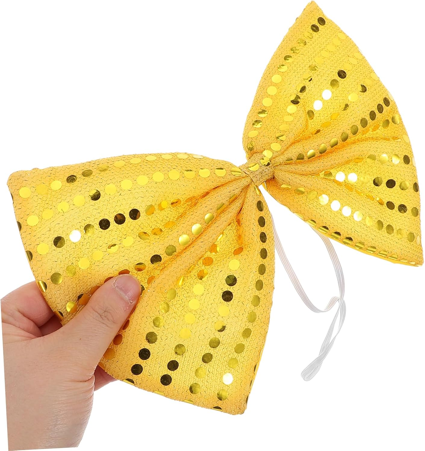 JEWEDECO Sparkly Oversized Sequin Bow Tie for Men Pre Tied Large Glitter Bowknot Accessory for Masquerade Carnival Holiday Parties Theatrical Performances - Golden image number 2