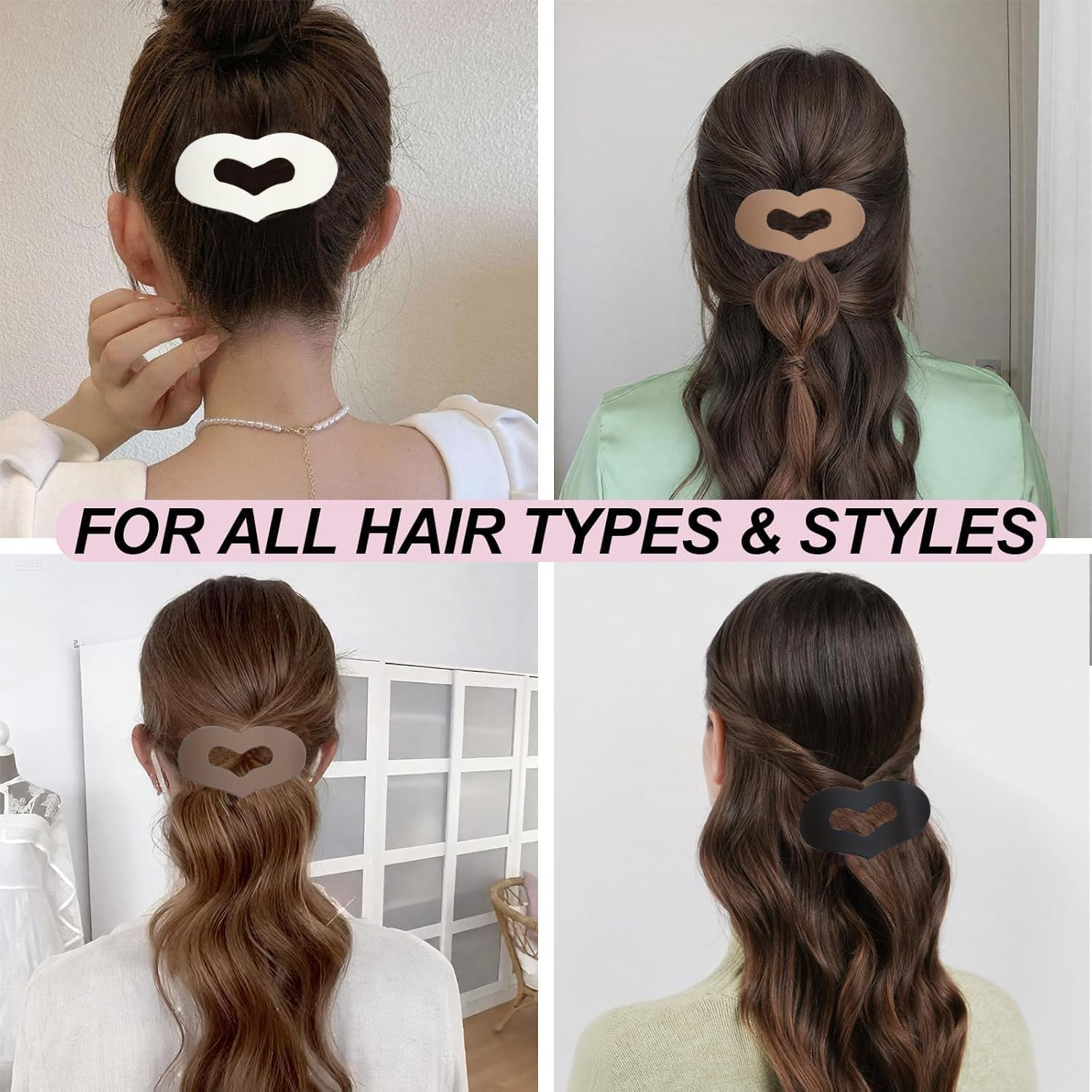 Women'S Hair Clip, Flat Claw Clip, Strong Hold & Non-Slip, Heart-Shaped Matte Hair Clip for Inserting for Thick and Thin Hair, Pack of 4 image number 4