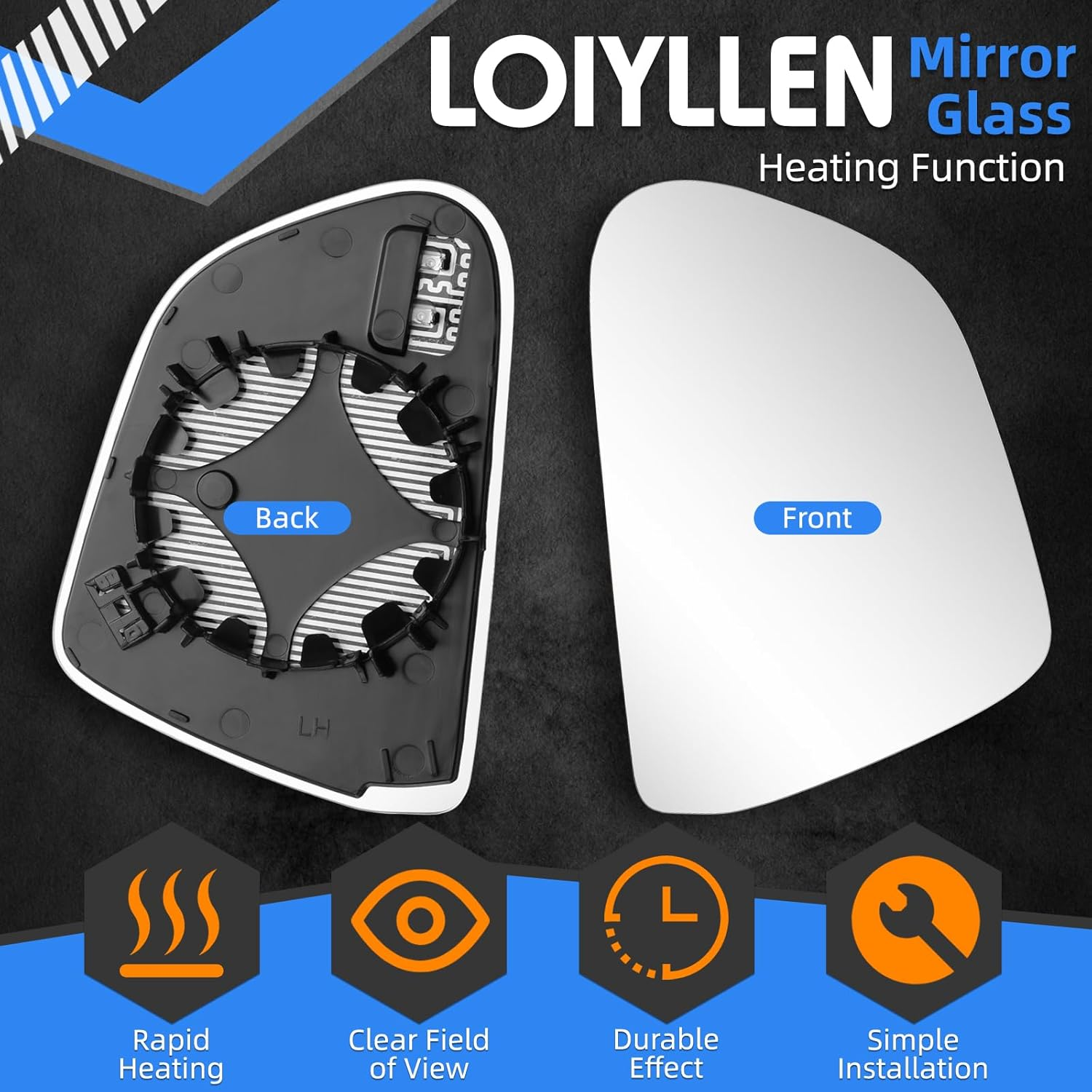 LOIYLLEN Left Side Mirror Replacement for Tesla Model 3 Model3 2017 2018 2019 2020 2021 2022 2023 - Left Side Mirror Glass, Rear View Mirrors Glass with Power Heated image number 5