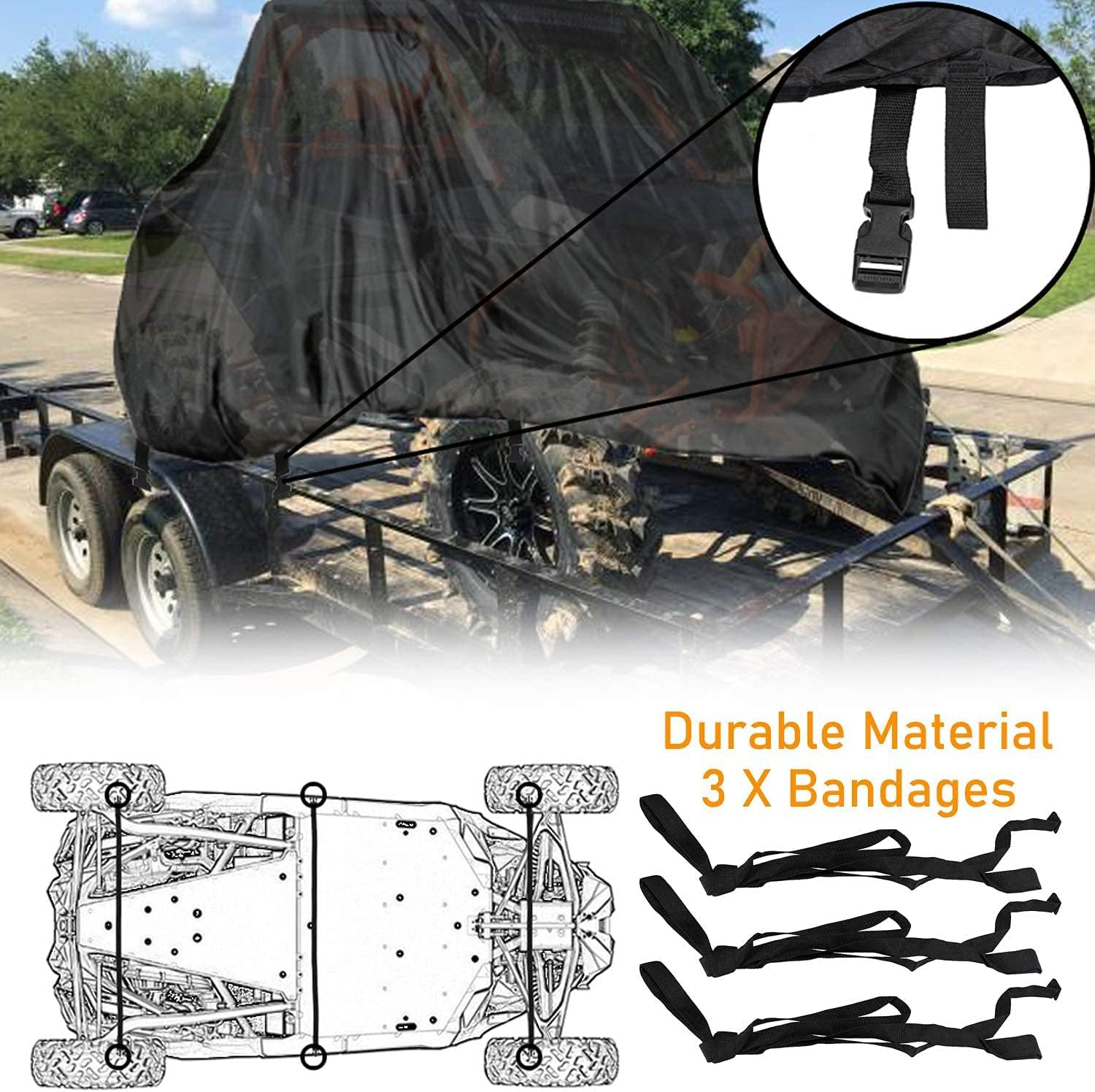 NEVERLAND UTV Cover Heavy Duty Ranger Cover Waterproof 4-6 Seater Side by Side Covers 4 Door All Weather Storage Reflective Strip Compatible with Polaris RZR XP Can Am Defender Maverick Yamaha Sxs image number 2