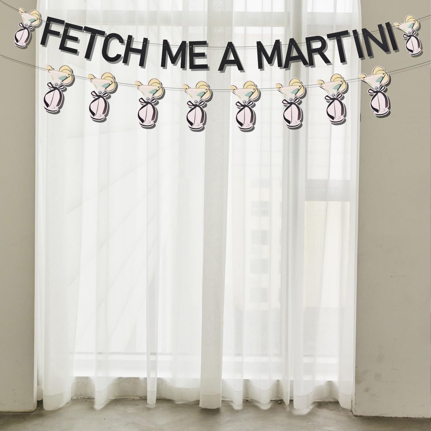 Fetch Me a Martini Banner, Glitter Martini Party Decorations Reusable Birthday Garland Decor Pre-Assembled Martini Themed Party Decorations for Bachelorette Party Backdrop