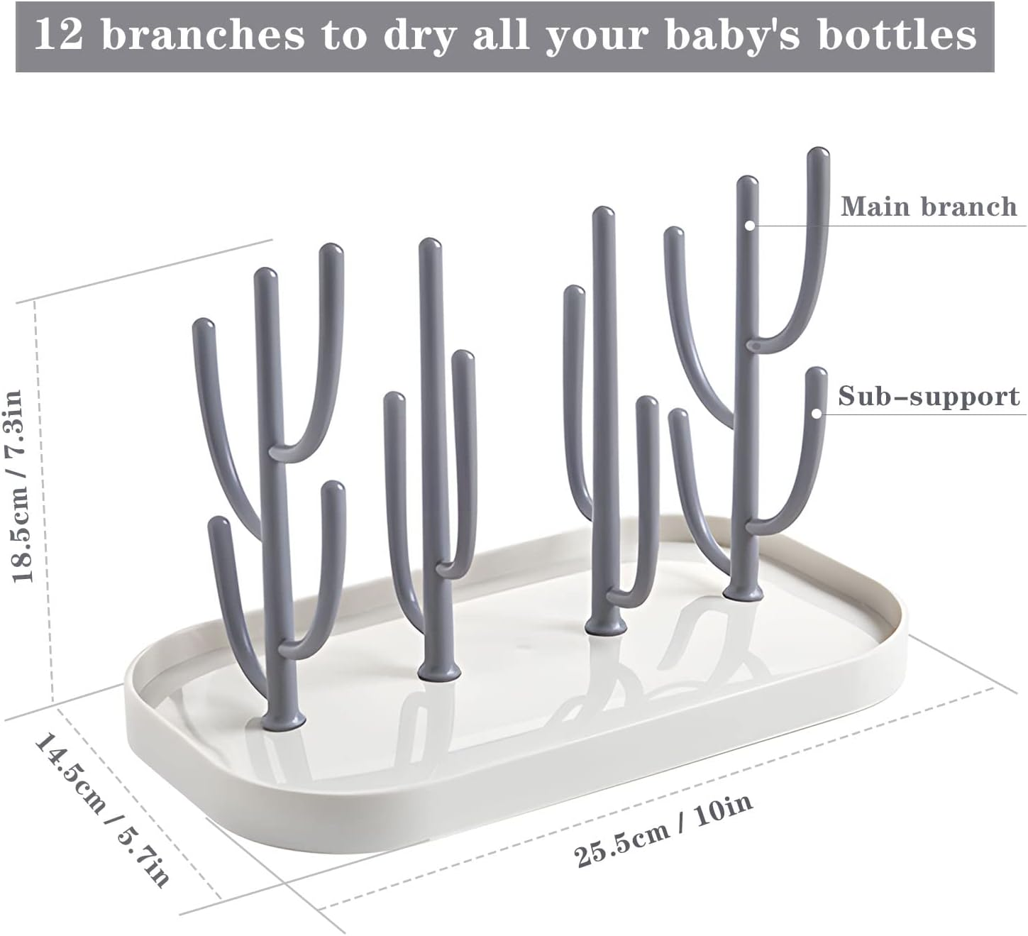 Liriqi Drying Rack for Baby Bottles and Accessories - Bottle Stand for Teats, Cups - Bpa-Free, Grey - (Pink) image number 3