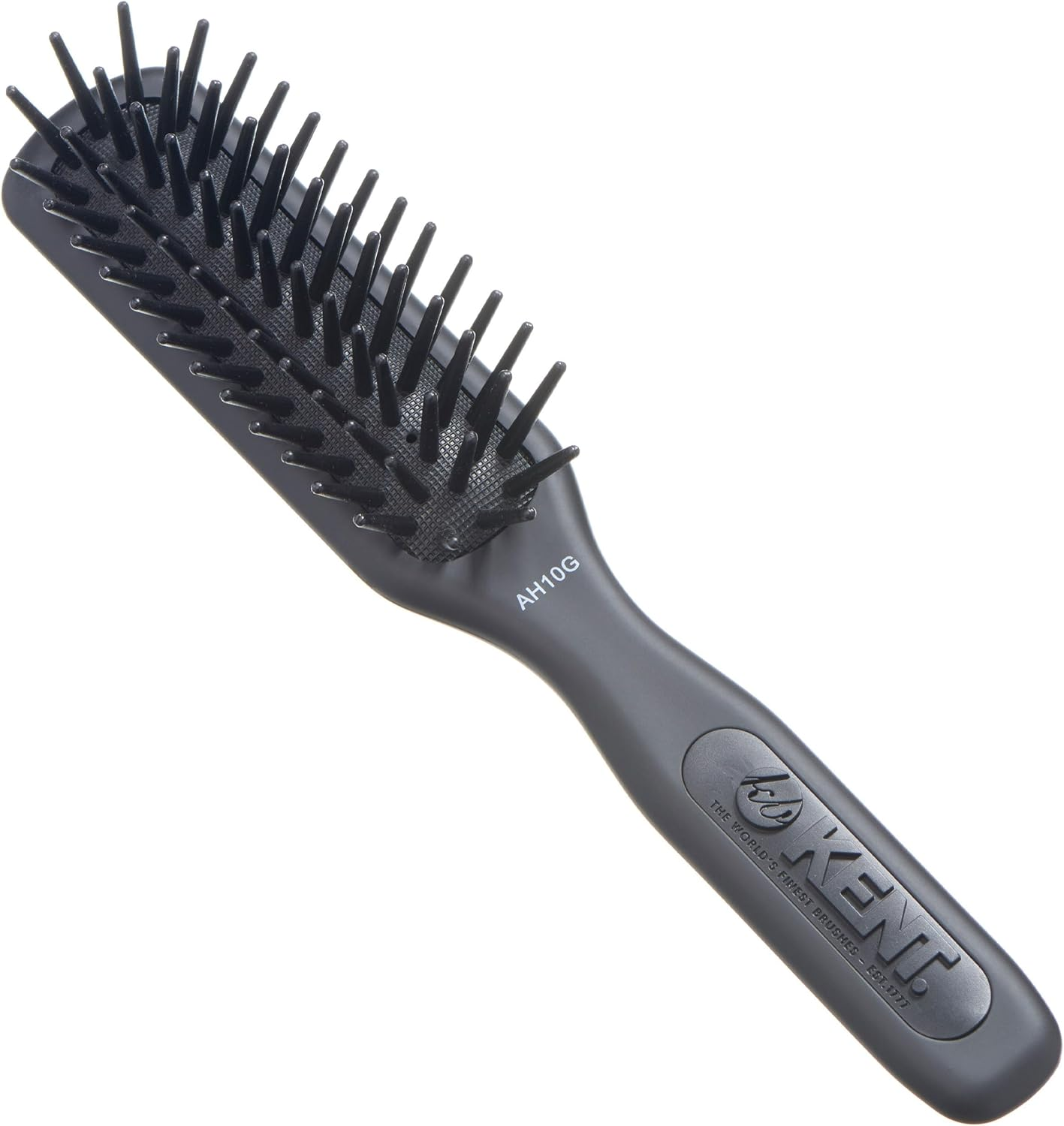 Kent AH10G Airhedz Pro Narrow Pin Hair Brush Narrow Cushion Paddle Brush - Taming Fat Pins, Detangling Long Thick and Curly Hair, Scalp Massager and Growth Stimulator for All Hair Types(Fat Pin, Grey)