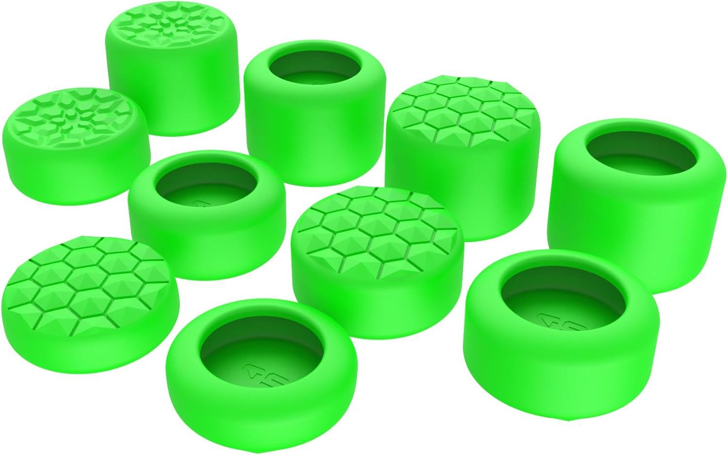 Green Ergonomic Stick Caps Thumb Grips for Steam Deck LCD & OLED, for PS Portal Remote Player - with 3 Height Convex and Concave - Diamond Grain & Crack Bomb Design, Set of 10 image number 3