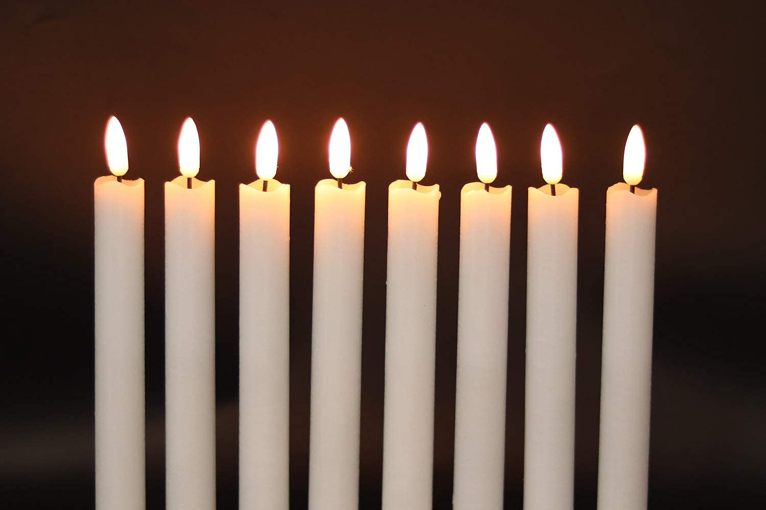 Genswin Flameless White Taper Candles Flickering with 10-Key Remote, Battery Operated Led Warm 3D Wick Light Window Candles Real Wax Pack of 6, Christmas Home Wedding Decor(0.78 X 9.64 Inch) image number 5