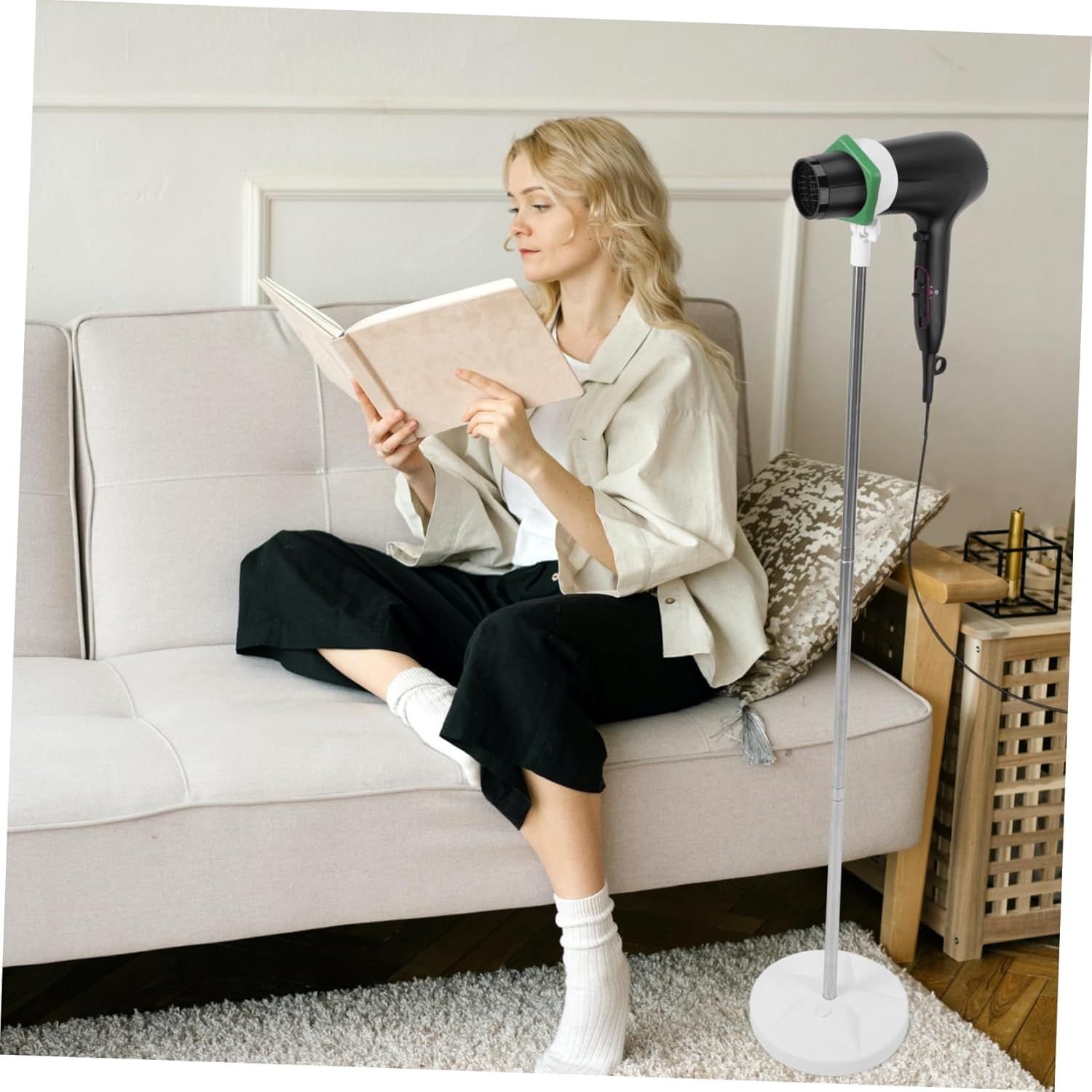 CLISPEED Lazy Hair Dryer Stand with Height Hands Storage Rack for Easy Access to Hair Dryer Compact Vertical Design for Home Salon Use image number 1