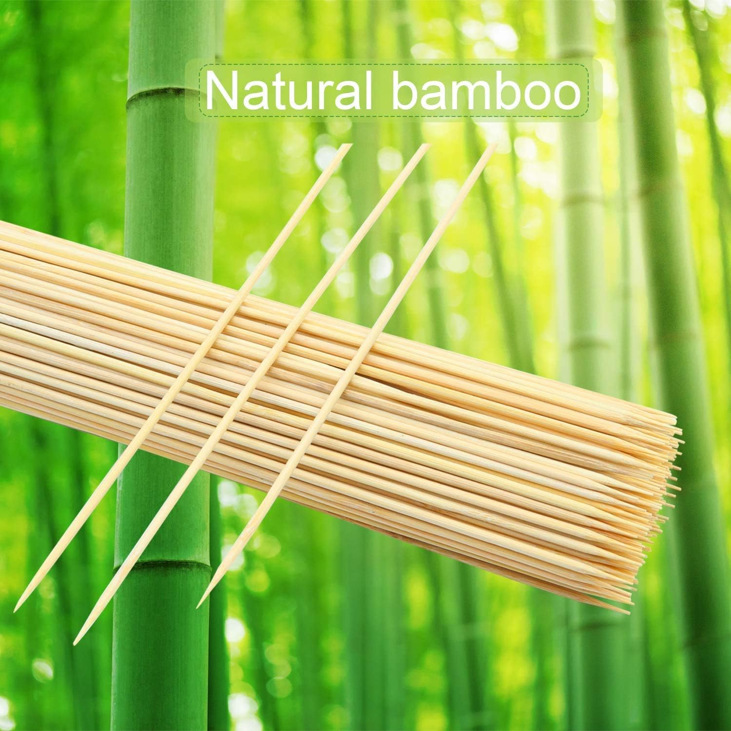 150 Large 30Cm round Wooden Bamboo Kebab Skewers, Food Grade, Safe and Sturdy, 12" Long Cocktail Sticks, Perfect for BBQ, Cake Topper, Chocolate Fountain, Candy Floss Sticks (150 30Cm Bamboo Skewers) image number 6