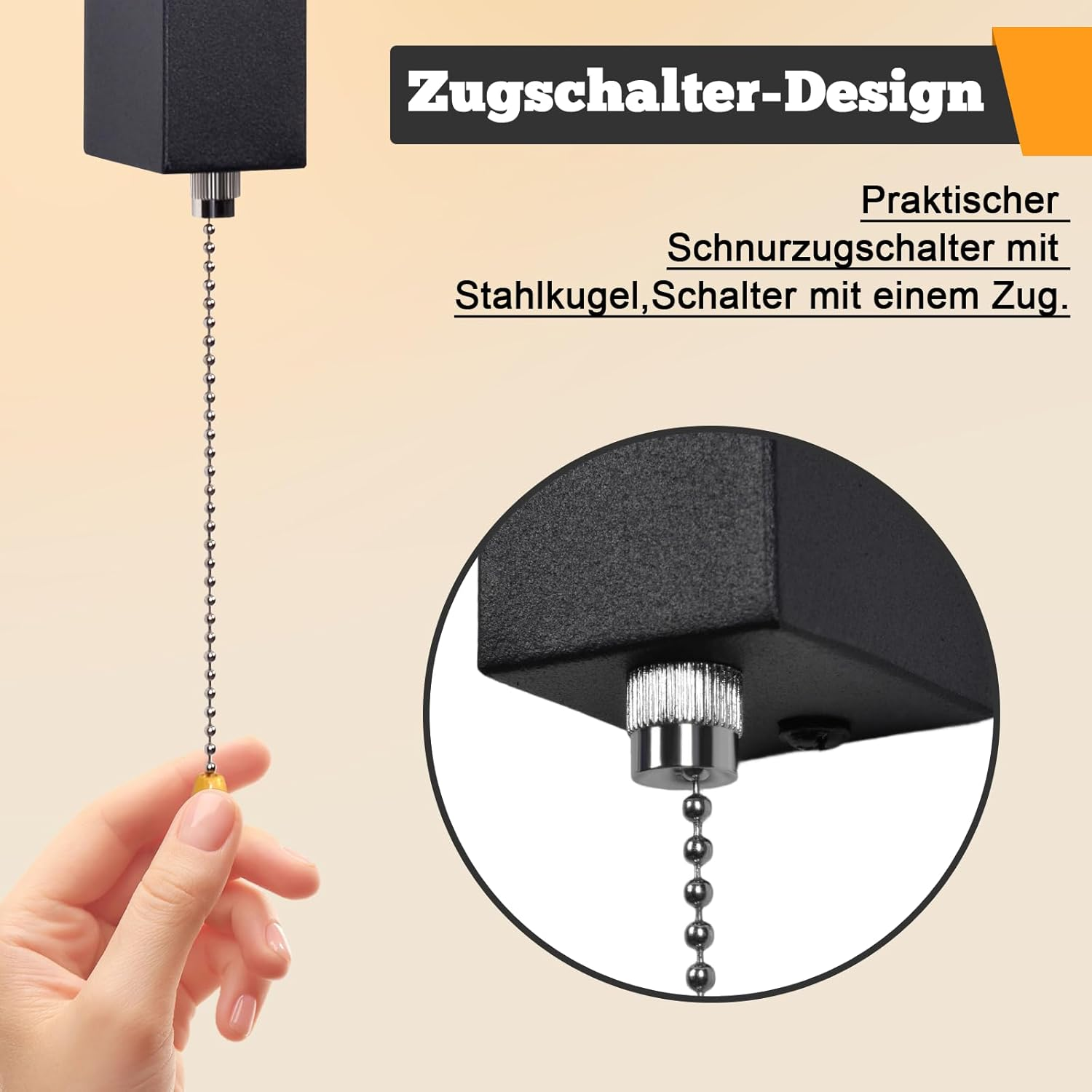 ZMH Indoor LED Wall Sconce with Switch - Black Modern Design with Pull Switch, Warm White 3000K, Square, Iron and Acrylic, 6W image number 2