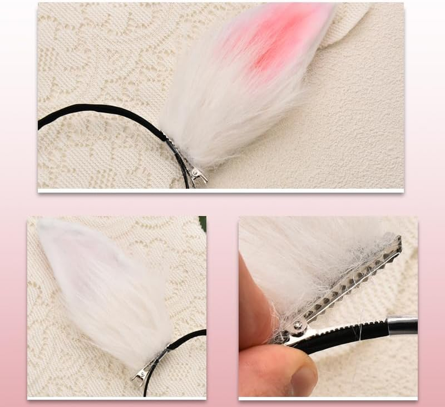 Bunny Ears Headband for Women Cute Furry Headwear Rabbit Ears Hairband Headbands for Cosplay Party Rabbit Costumes Hair Accessories for Girls image number 1
