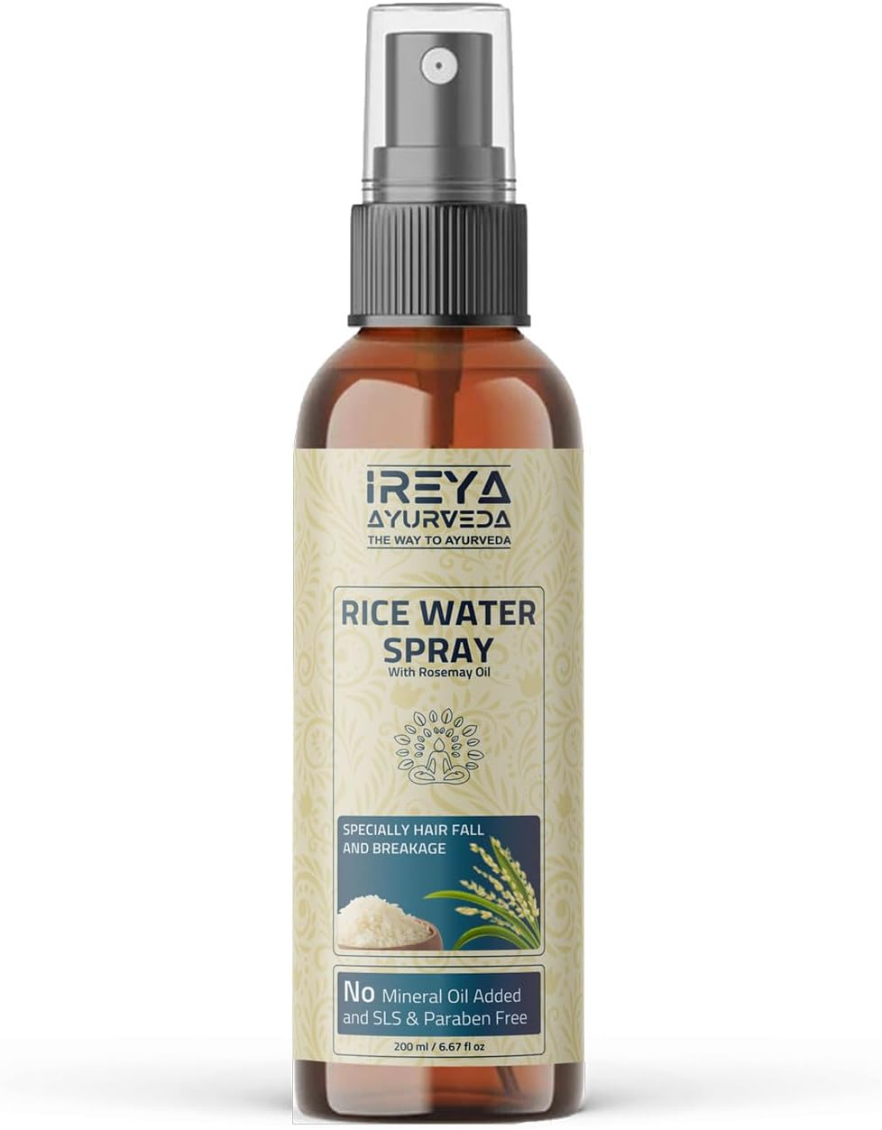 Ireya Ayurveda Rice Water Spray with Rosemary and Aloevera Extract Rice Water Toner for Hair Growth,Women Men 200 Ml Pack of 1 Multicolor image number 1
