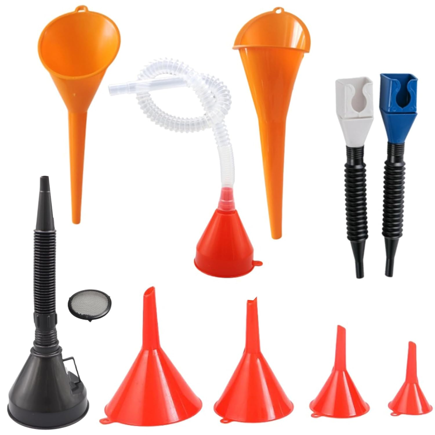 Professional 10-Piece Fuel Funnel Set for Easy Oil Changes - Flexible Right Angle Design,Anti-Spill Filter,Universal for Water/Gasoline/Engine Fluids image number 5