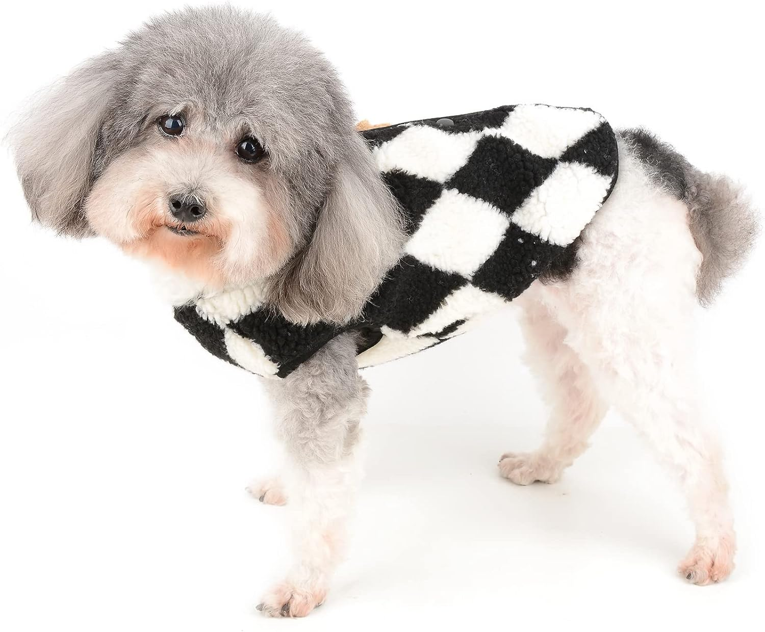 Zunea Winter Jacket Coat for Small Dogs Fleece Jumper Soft Warm Puppy Clothes Fuzzy Sweater Coat Plaid Fluffy Cold Weather Vest Pet Girl Boy Apparel Chihuahua Doggy Yorkie Cats Clothing Black L image number 2