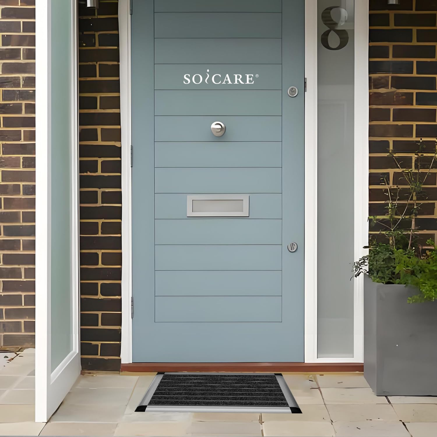 SOICARE Aluminium Front Door Mat (16"X27") outside Outdoor Entrance, Dirt Trapper Non-Slip Durable Shoe Scraper Outdoor Door Mats for outside Entry, Silver 40X60 CM image number 2