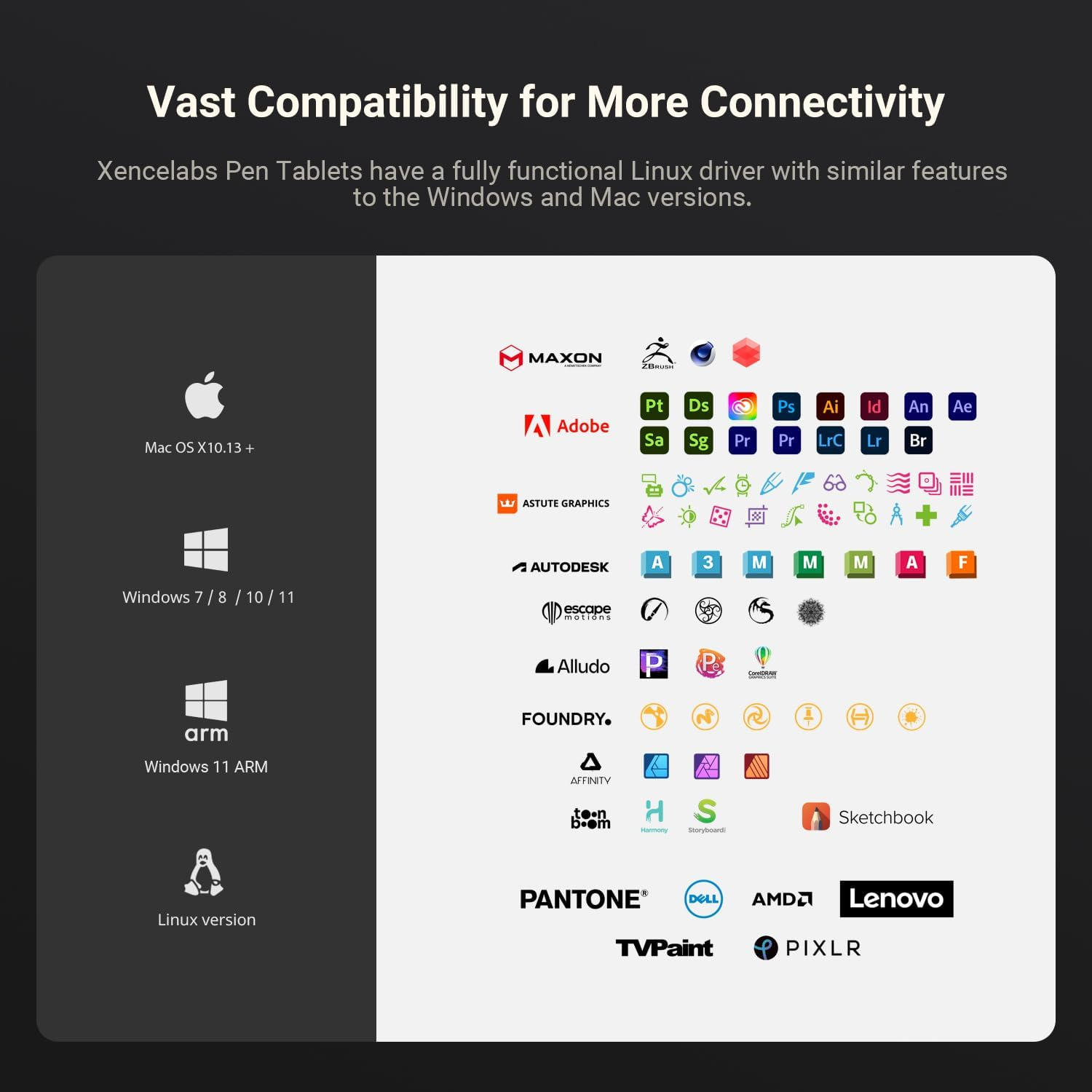XENCELABS Drawing Tablet, Portable Wireless Precision Graphic Tablets, Ultrathin Pen Tablet with 2 Battery-Free Stylus, 8192 Levels Pressure, 16.9 Aspect Ratio Digital Art Pad for Win/Mac/Linux image number 6