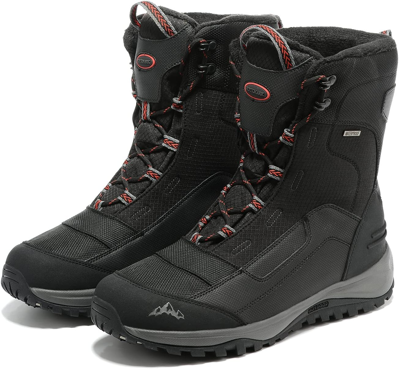 ROCKMARK Men'S Winter Snow Boots Outdoor Warm Mid Calf Waterproof Durable Boot Non-Slip Warm Climbing Shoes image number 4