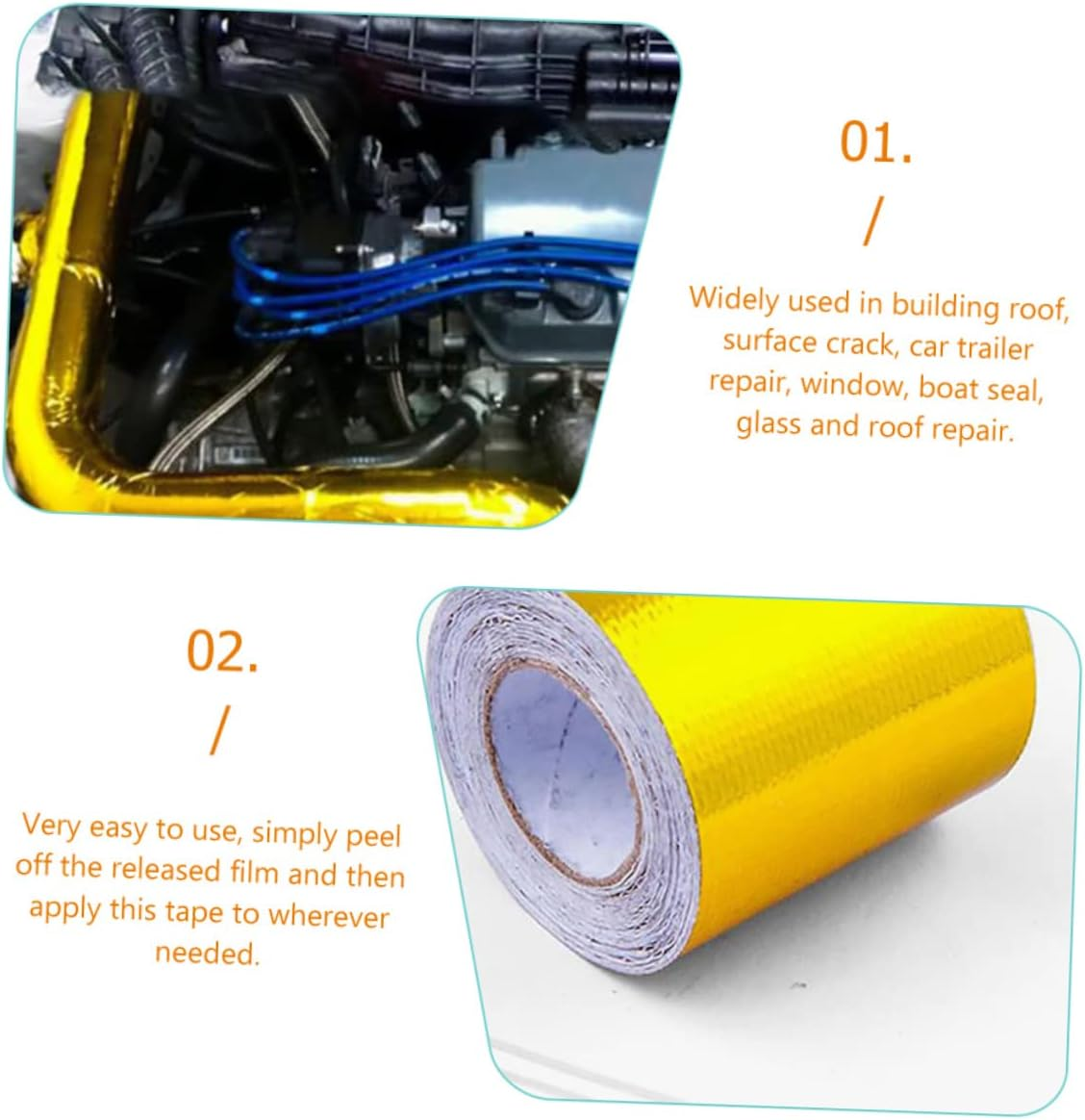 10M Heat Resistant Aluminium Foil Tape 5Cm Wide Fireproof Adhesive Seal Tape for Automotive Exhaust Insulation and Industrial Duct Repairs image number 4