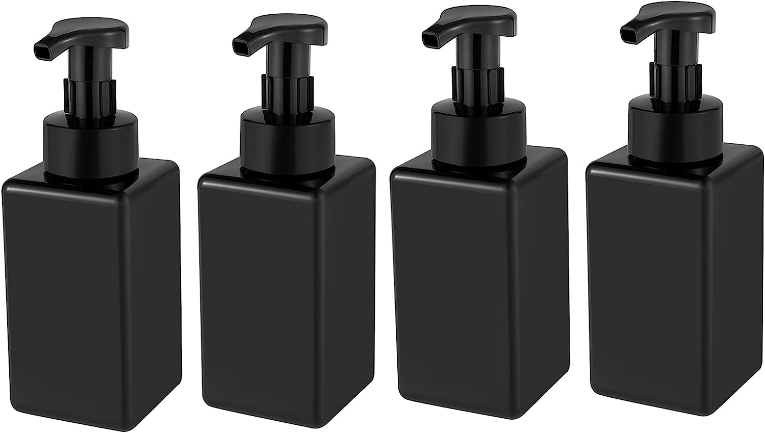 UUJOLY Foaming Soap Dispenser, 15Oz Refillable Pump Bottle Plastic for Liquid Soap, Shampoo, Body Wash, 2 Pcs, Black image number 2