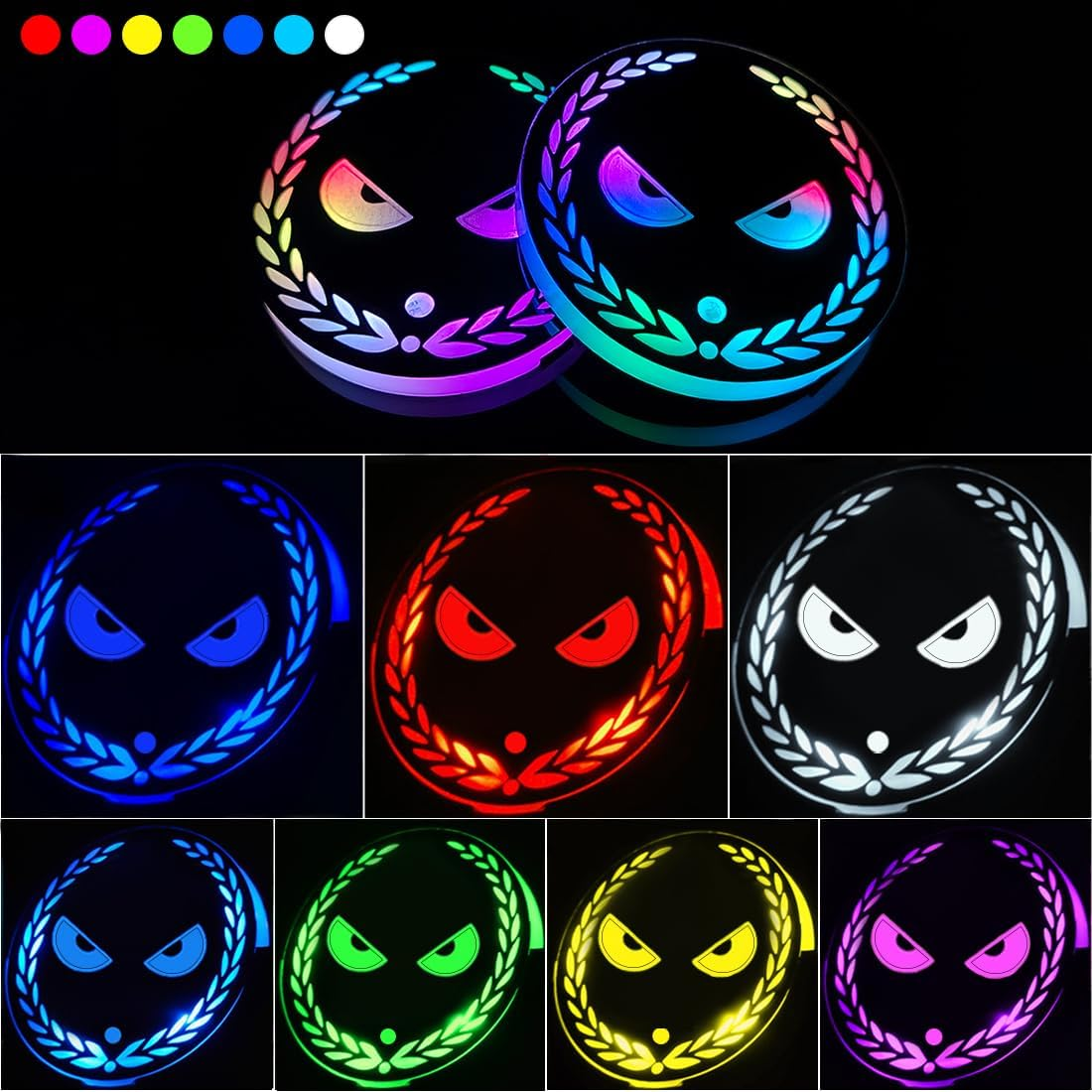 2 PCS Car Window Atmosphere Lights, 7 Colors Ambient Lighting Car, USB Rechargeable Car LED Lights, Car Interior Lights with Rainbow Effect, Portable Led Lights for Car Decoration image number 4