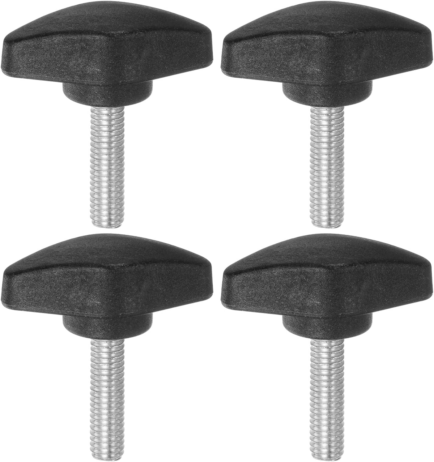 HARFINGTON 4Pcs Tee Wing Knobs Thumb Screws M6 X 20Mm Standard Male Thread Plastic T Knobs Handles Hand Clamping Knobs Grip Thumbscrew, Black image number 2