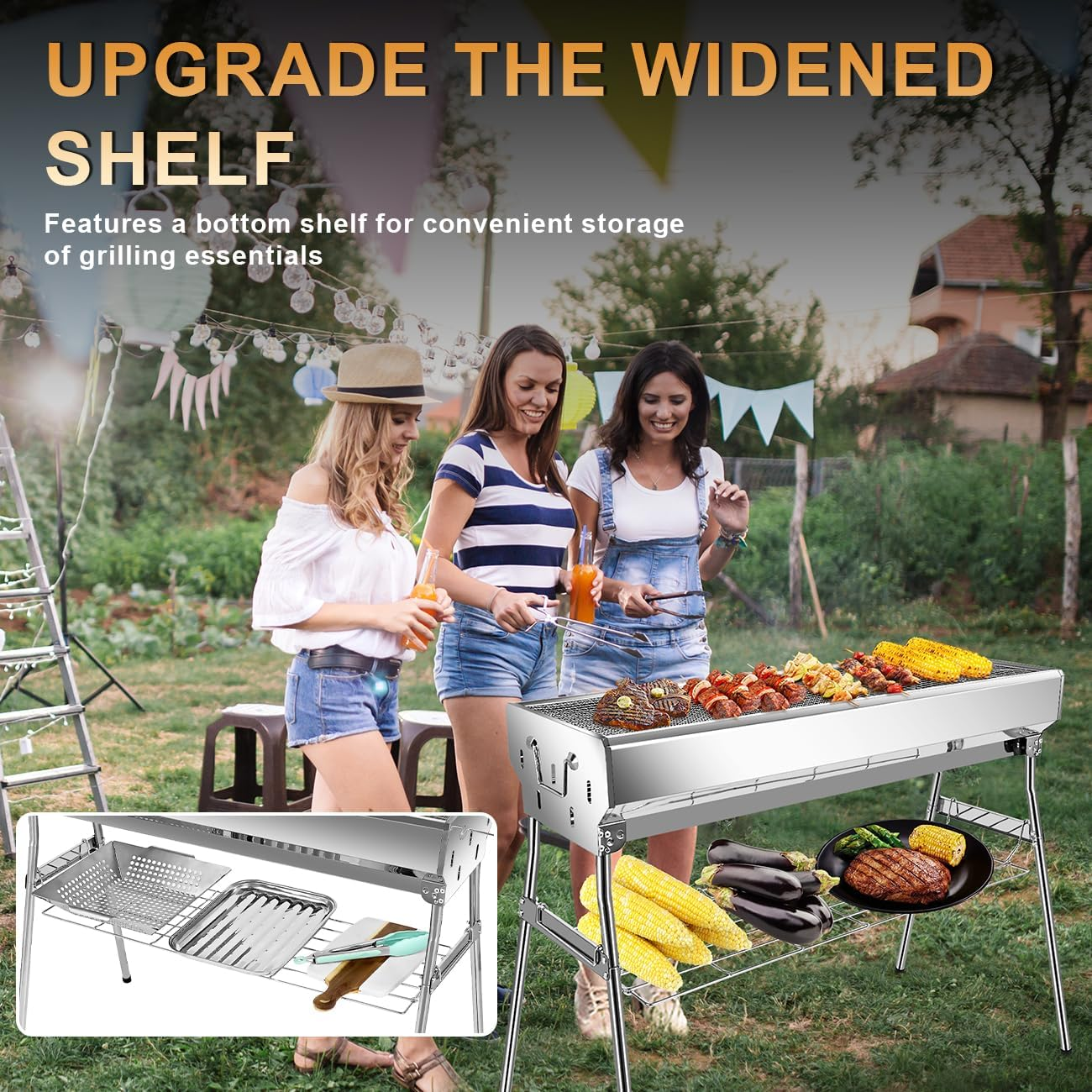 Gzcmxh Portable Grill - Foldable Charcoal Grill BBQ for Outdoor Camping Charcoal Grill (Large)