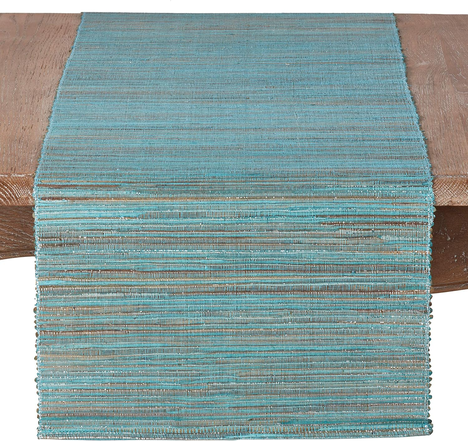 SARO LIFESTYLE Melaya Collection Shimmering Woven Nubby Table Placemats (Set of 4), 14" X 20", Turquoise image number 6