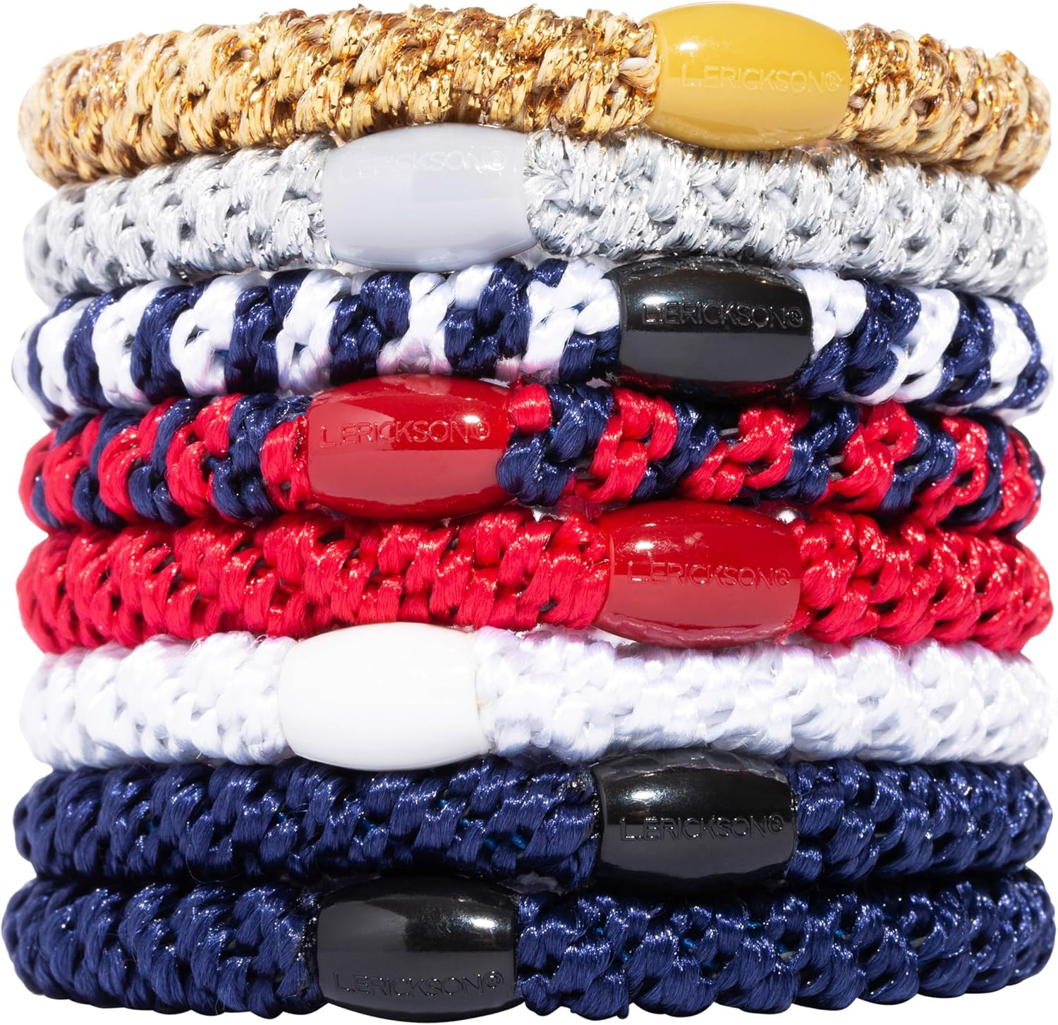 L. Erickson Grab & Go Ponytail Holders, Black, Set of Eight - Exceptionally Secure with Gentle Hold