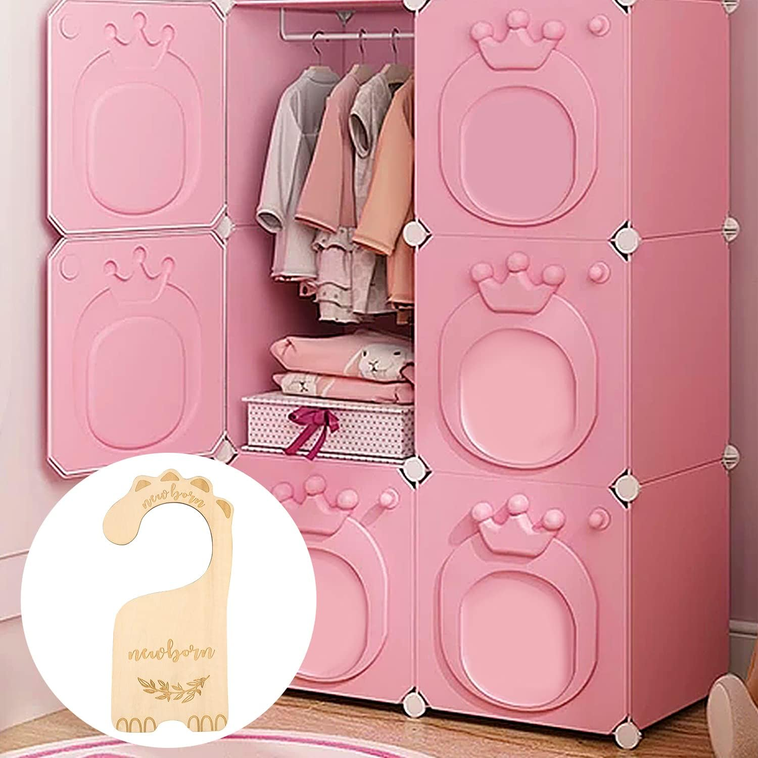 SAVITA 7Pcs Wood Closet Dividers, Clothes Size Dividers Baby Cloth Organizers Baby Clothes Sorting Tags for Baby'S 7 Periods, Boy Girl Nursery Decor image number 3