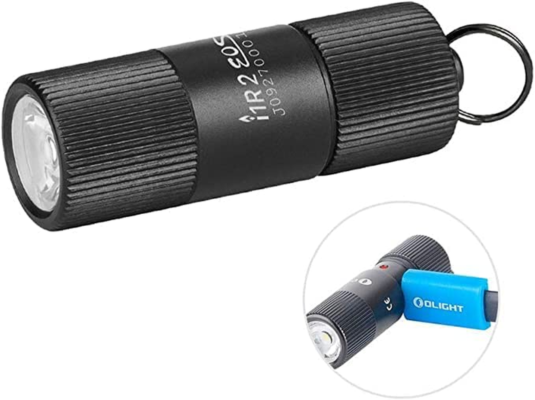 OLIGHT I1R 2 EOS Keychain Torch Max 150 Lumens＆Max 6 H＆Max 40 M Tiny Rechargeable Flashlight with Key Ring Light for Night, Repair, Gift (Desert Tan)