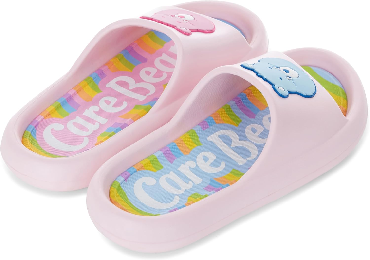 Care Bears Ladies Comfort Slides - Ladies Classic Comfort Foam Slide Sandals - Cheer Friend Funshine Good Luck Slip on Slides image number 2