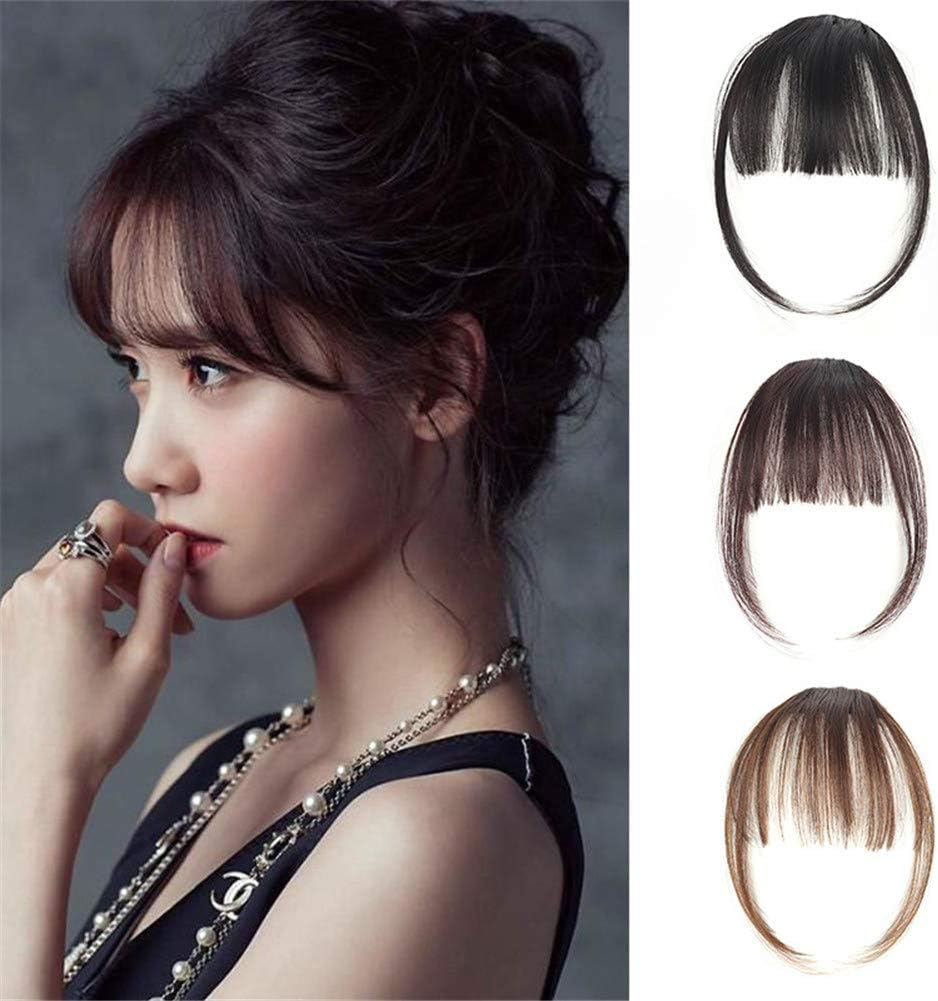 Natural Synthetic Hair Extension with Bangs and Mini Fashion Bangs with Clip (Dark Brown) - Dark Brown image number 4