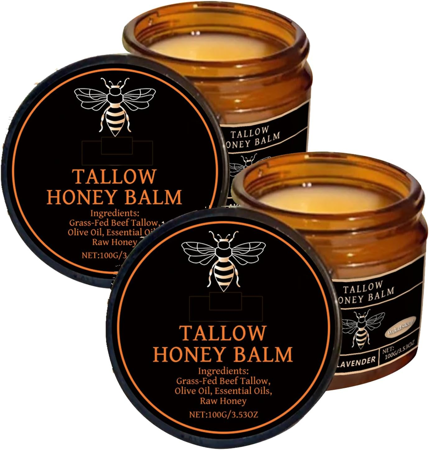 2PCS Beef Tallow Moisturiser,Organic Beef Tallow and Honey Balm for Skin Care,Grass Fed Whipped Beef Tallow with Raw Honey for Smooth and Soft Skin(Citrus 2PC, 200 G (Pack of 2))