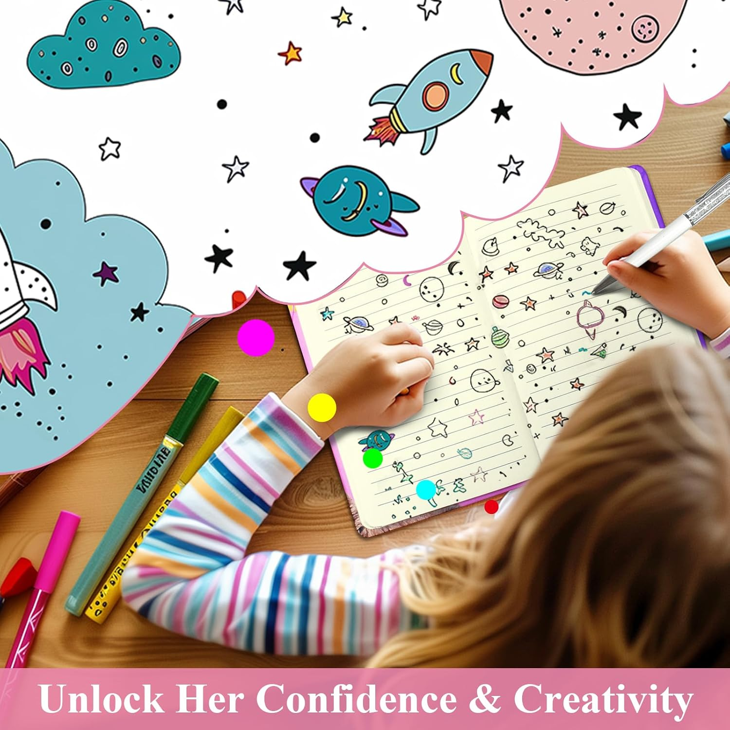 Notebooks for Kids with Pen, 19X13.5Cm Journal for Girls 192 Lined Pages Hardcover Small Diary for Kids Teenage Women Writing Note Taking Gift (Cat)