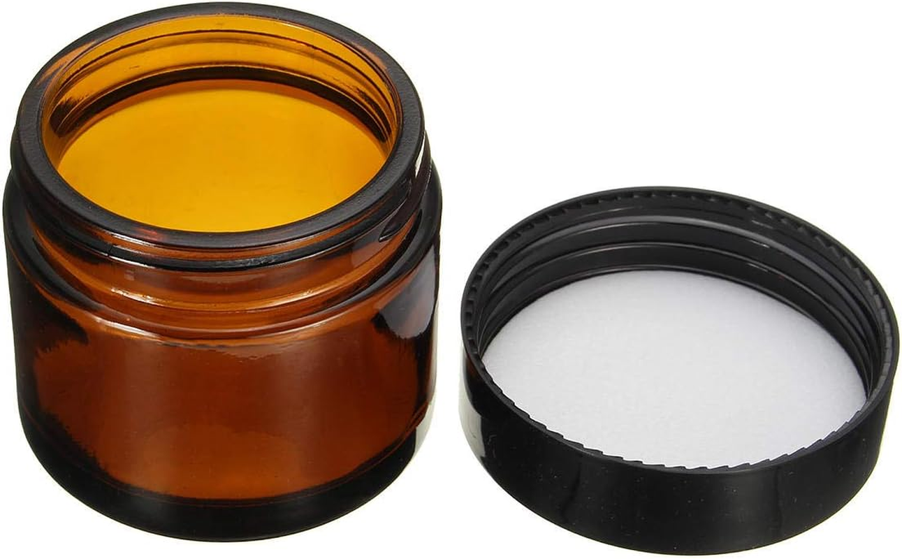 Sgerste Brown Amber Glass Jar round Empty Black Lid Cream Balm Jar Storage Container 60Ml image number 3