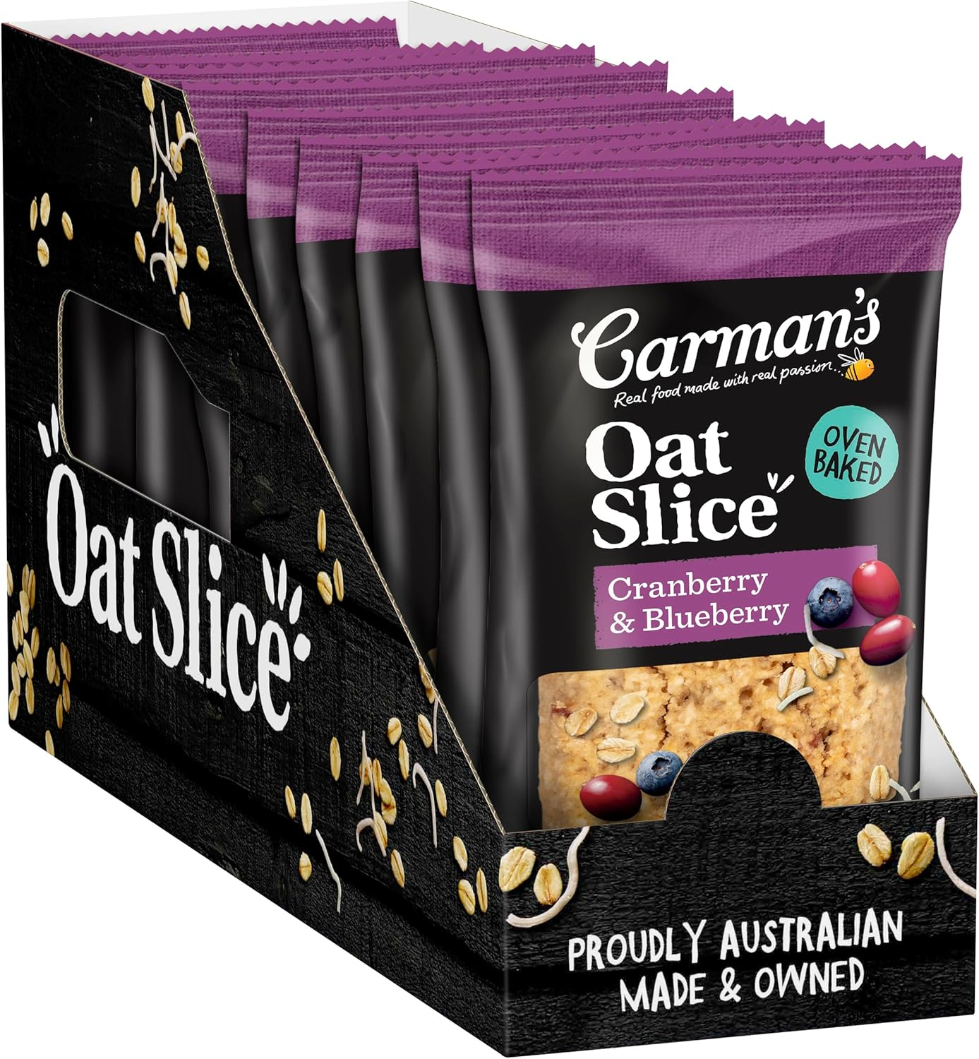 Carman'S Oat Slice Cranberry & Blueberry 12X70G Slices (Pack of 12) image number 1