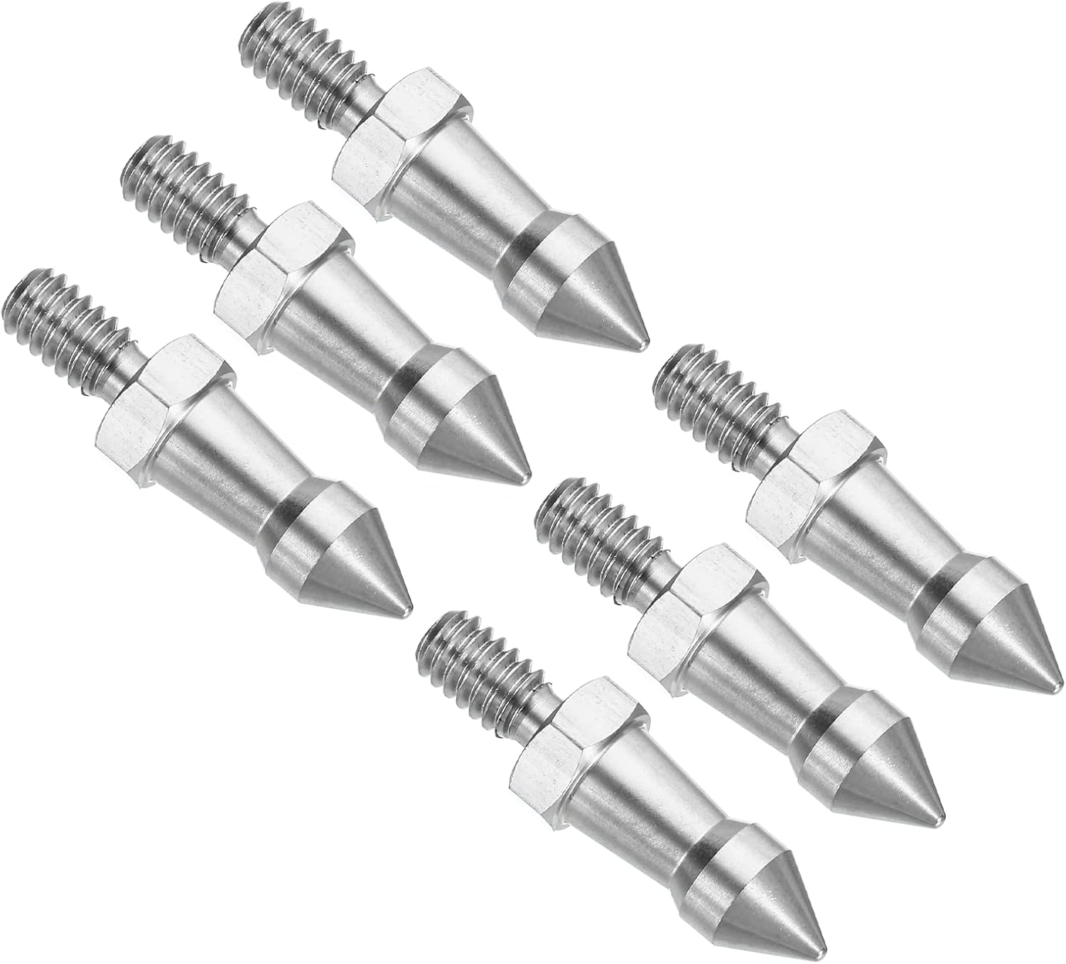 Uxcell 1/4 Inch Thread Tripod Spike, 6 Pack Camera Tripod Ground Spike Screw Stainless Steel Spike Mount Adapter for Monopod Style 2, Silver image number 2