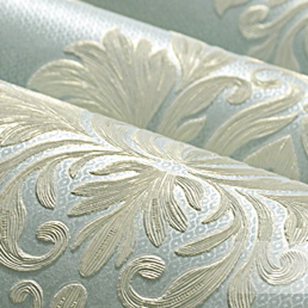 Victorian Damask Embossed Wallpaper Peel and Stick Wall Paper Mural for Bedroom Bathroom Living Room Home Decoration (Light Blue，53Cmx5M) image number 3